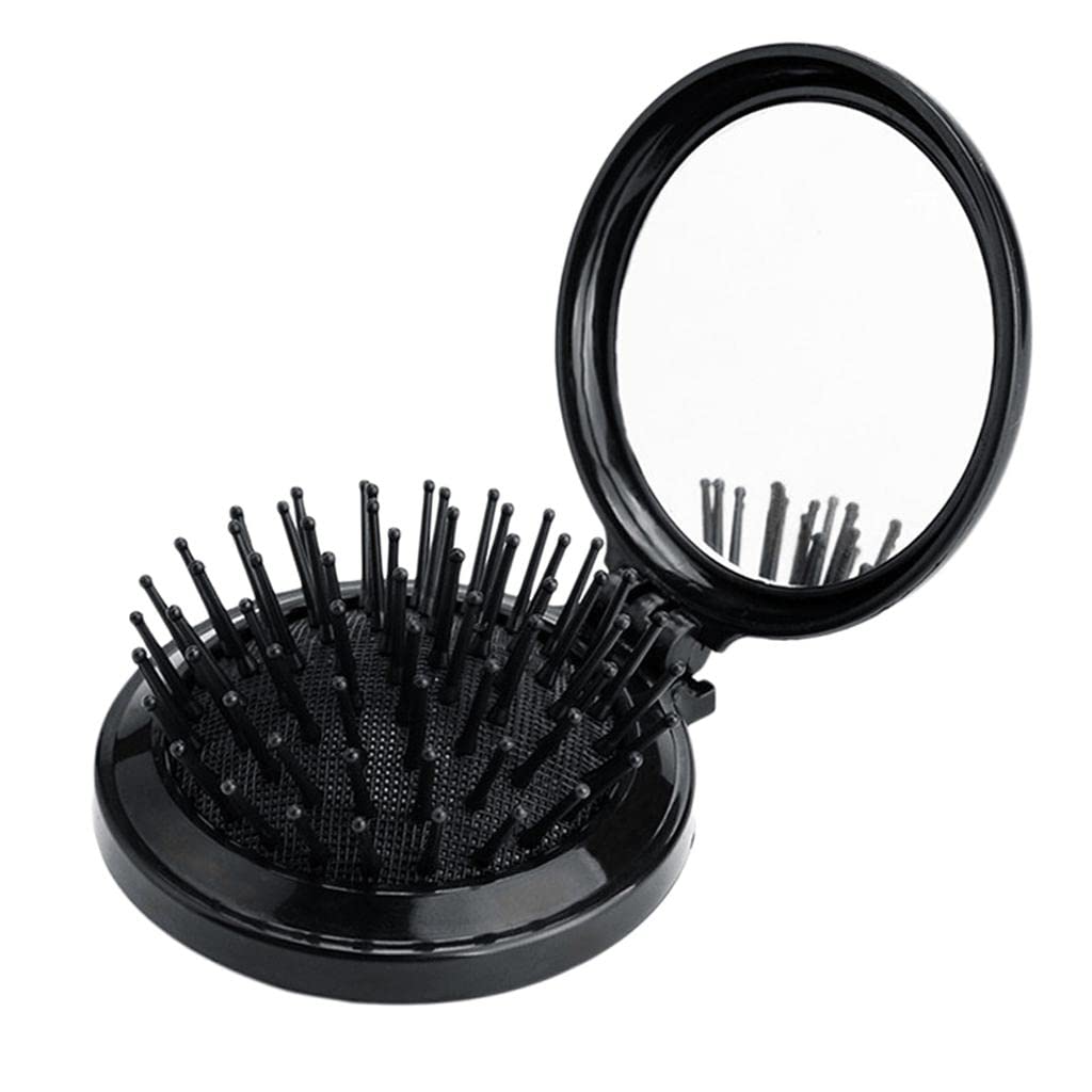 VMS INDIA Travel Round Folding Hair Comb - Mini Scalp Massage Wide Tooth Detangling Comb for Women & Men - Perfect for Travel, Gym, and On-the-Go Hair Care