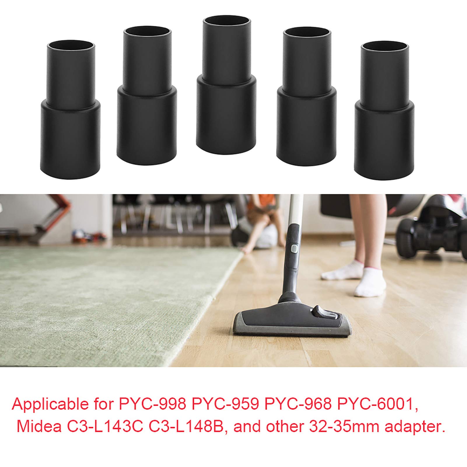 5PCS/Set Dust Hose Port Adapter - Vacuum Hose Adapter Converter Kit for 32mm to 35mm Common Models - Plastic Vacuum Cleaner Accessories for Home & Workshop Cleaning - Compatible with Most Vacuum Cleaners