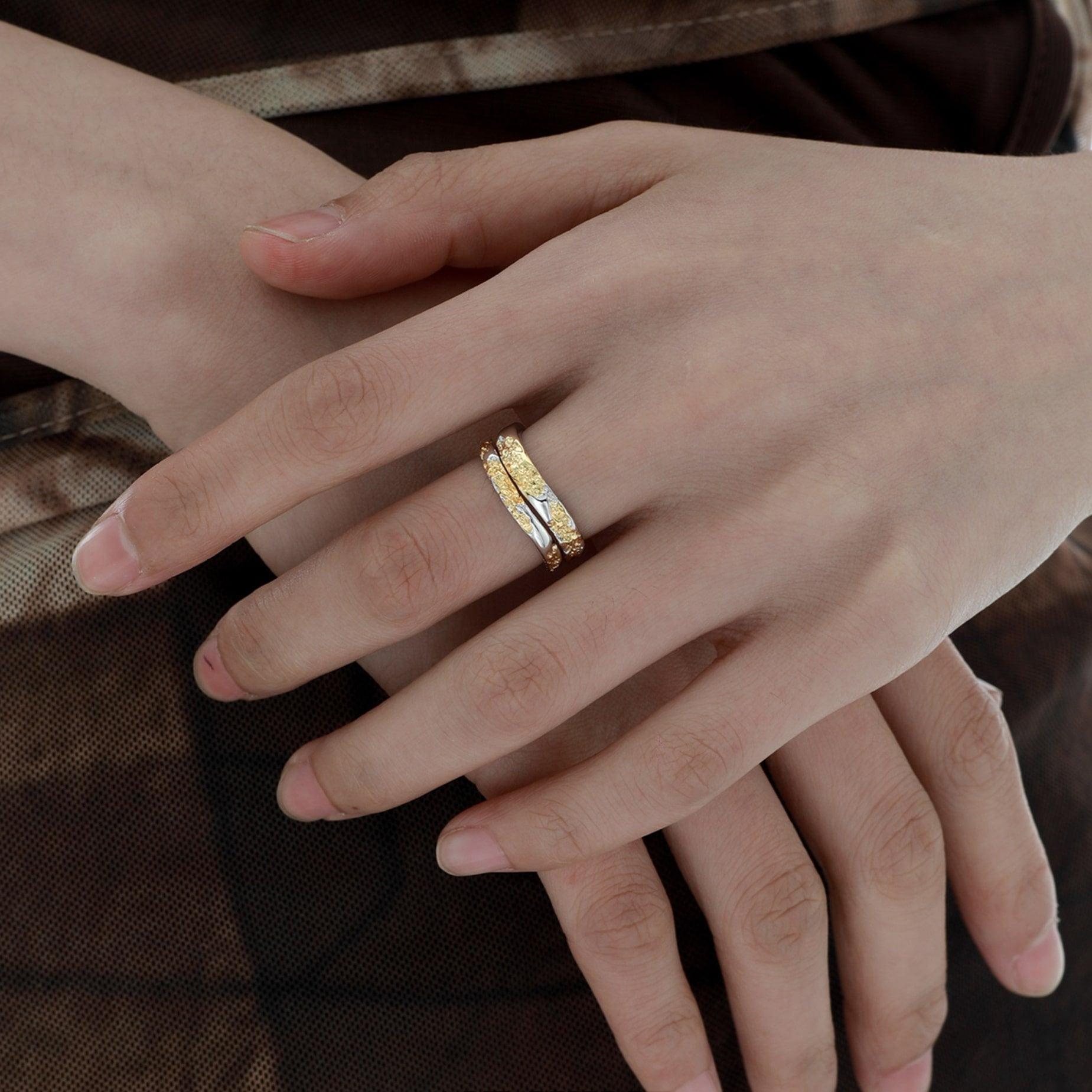 Sterling Silver & Gold Loong Split Ring - S925 Silver Dragon Jewelry for Men & Women - Perfect for Necklaces, Bracelets & Keychains