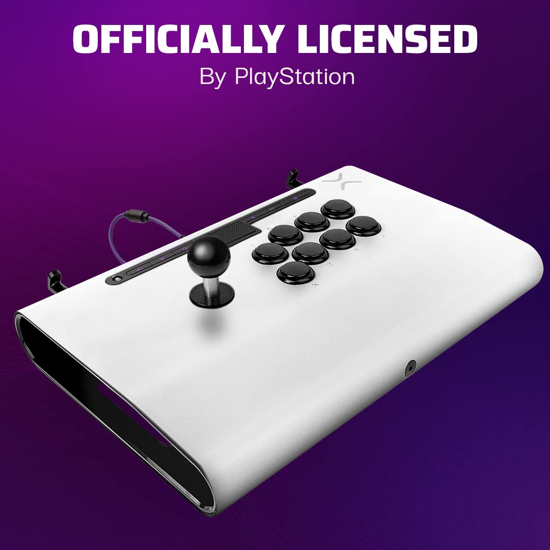 Victrix Pro FS Esports Fight Stick for PS4, PS5 & PC - Premium Aluminum Arcade Controller with Sanwa Denshi Buttons, Detachable Joystick & Ergonomic Design - Tournament Grade for Street Fighter, Tekken & Fighting Games (White) - Perfect for Competitive Gaming & Home Arcades