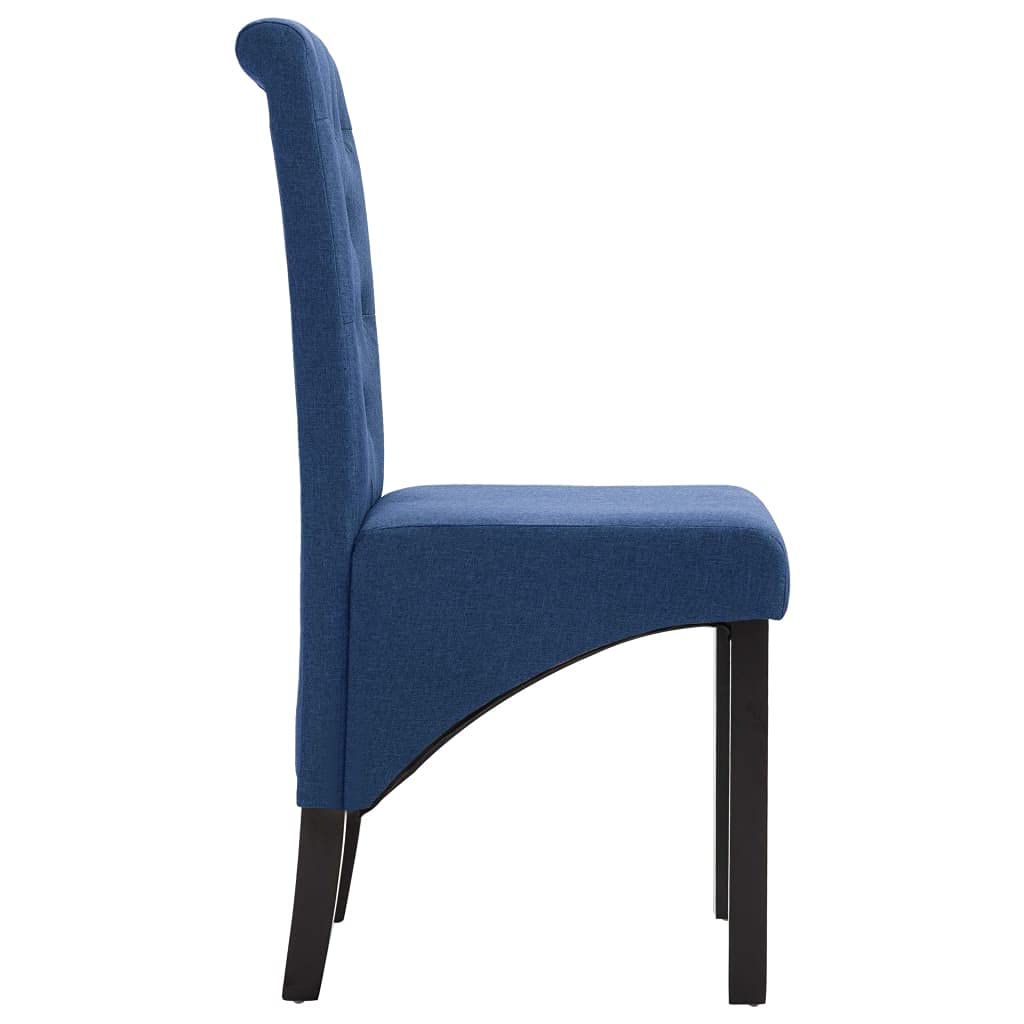 2 Pcs Upholstered Fabric Dining Chairs - Tufted High Back Parson Chairs with Wooden Legs & Button Details, Comfortable Kitchen Chairs for Dining Room, Living Room or Restaurant (Blue Fabric) - Perfect for Family Gatherings & Home Decor