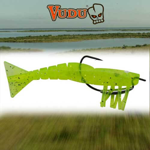 Egret Baits Vudu Weedless Shrimp 3.5 Inch 2 Pack - Saltwater Fishing Lures for Redfish, Trout, and Flounder - Perfect for Inshore and Coastal Fishing