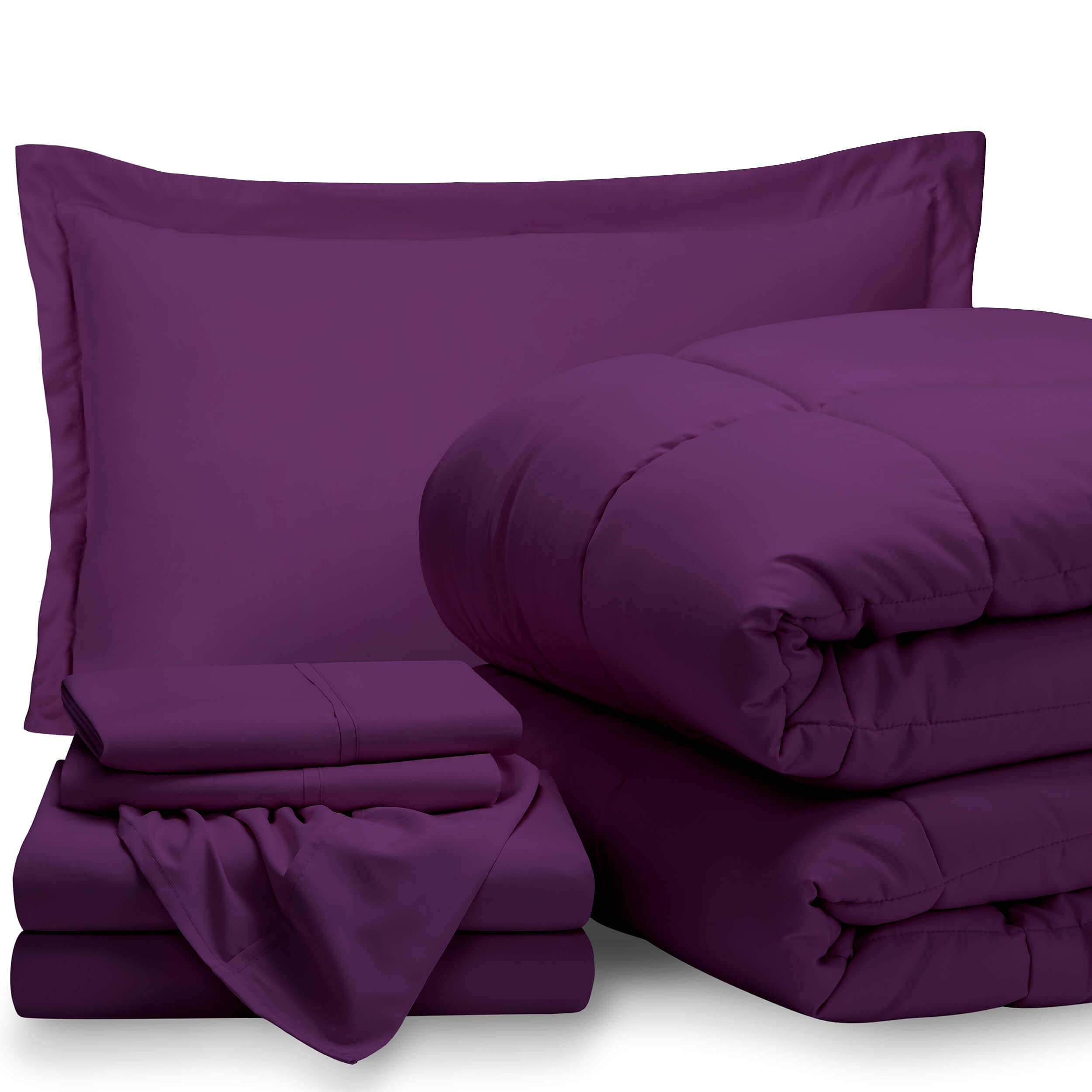 Bare Home Twin XL Sheet Set - 1800 Ultra-Soft Microfiber Bed Sheets & Comforter Set (Twin/Twin XL, Plum) - All Season Breathable Bedding for College Dorms, Guest Rooms & Cozy Sleep