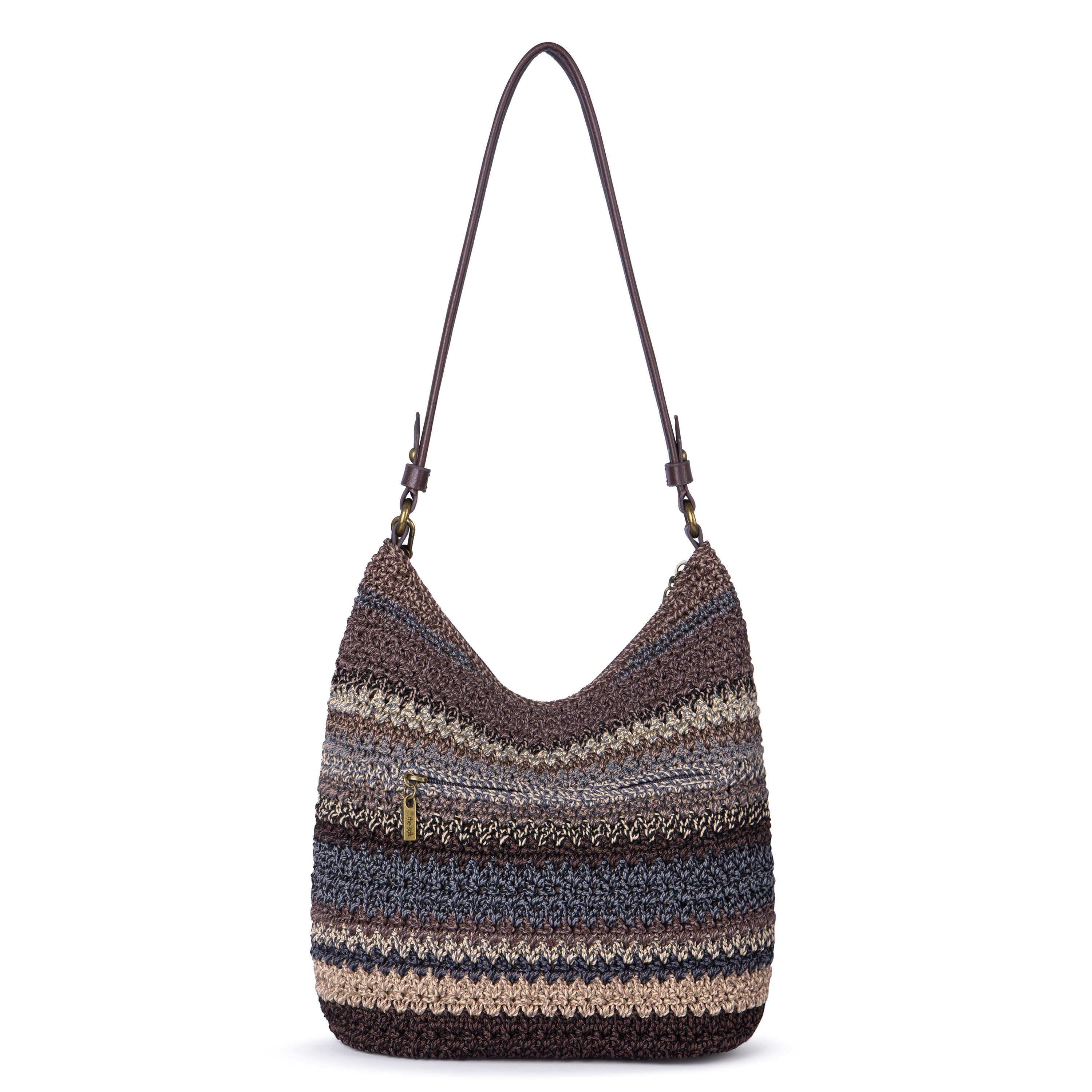 Handmade Sequoia Hobo Bag - Crochet Aspen Stripe Design - Perfect for Casual Outings, Beach Trips, and Boho Fashion Accessories