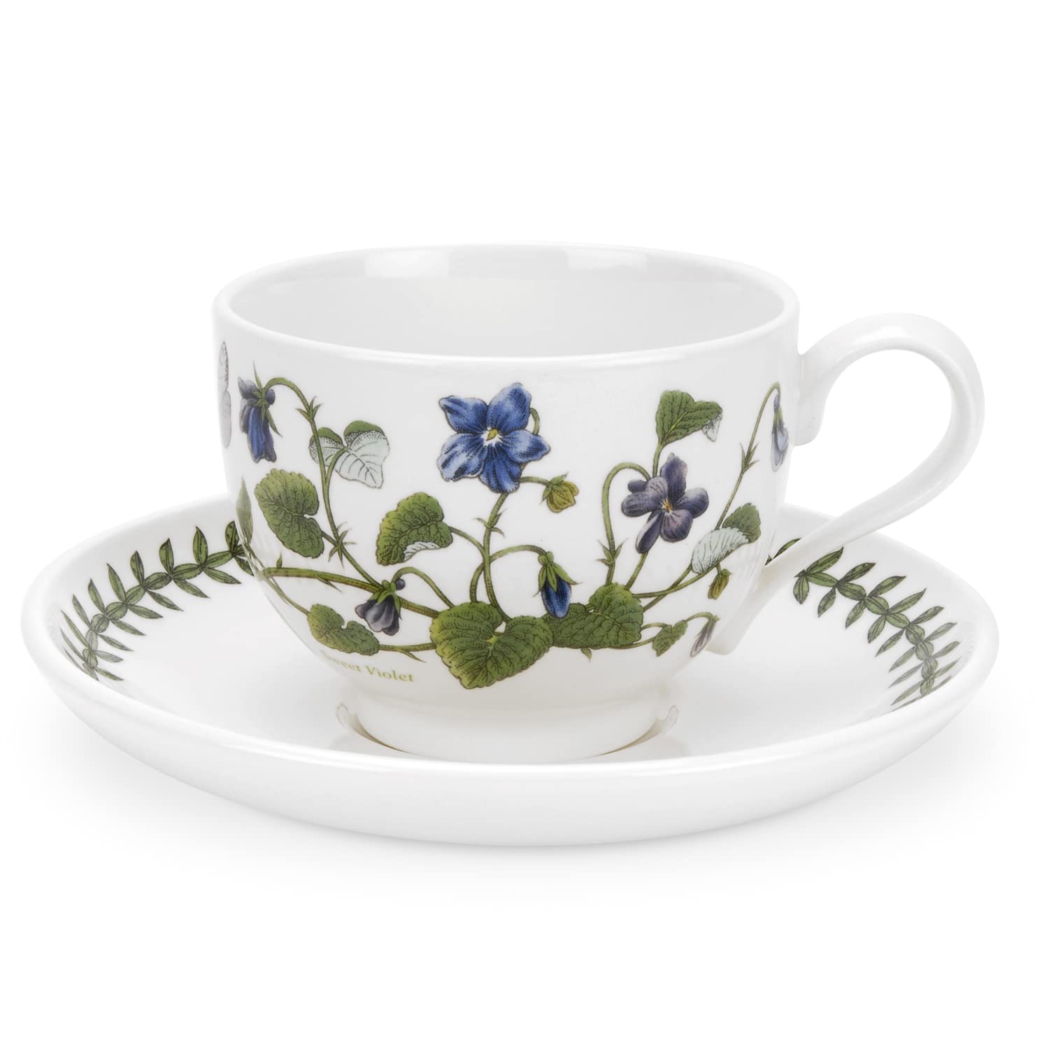 Portmeirion Botanic Garden 10oz Teacup and Saucer Set of 6 - Assorted Floral Designs Fine Earthenware Tea Cups - Chip Resistant, Dishwasher & Microwave Safe - Made in England - Perfect for Afternoon Tea, Bridal Showers & Elegant Dining