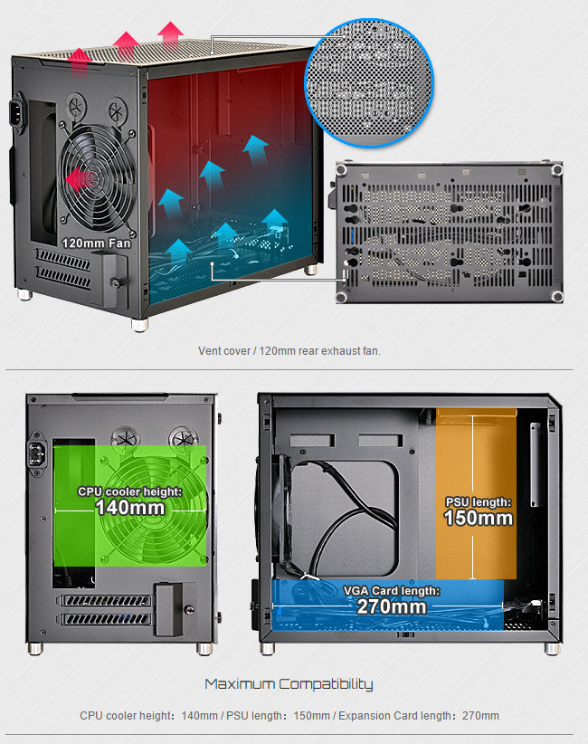 Lian Li PC-Q10WX Mini ITX Tower Case with Tempered Glass Side Panel - Compact Gaming PC Build for Small Spaces & Home Office Setup