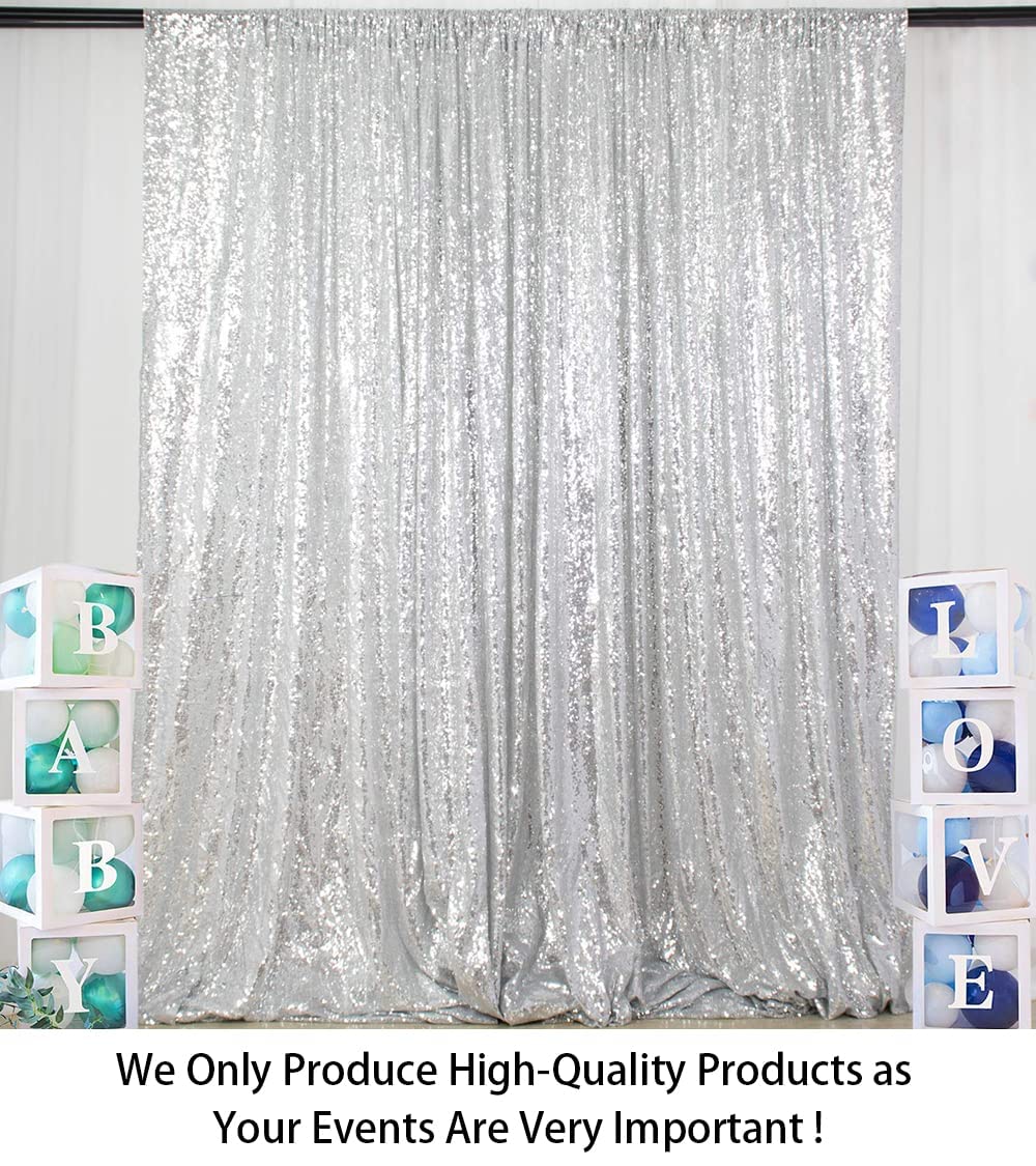 Sparkling Silver Sequin Backdrop 8x8 FT - Party & Wedding Decor for Photo Booth