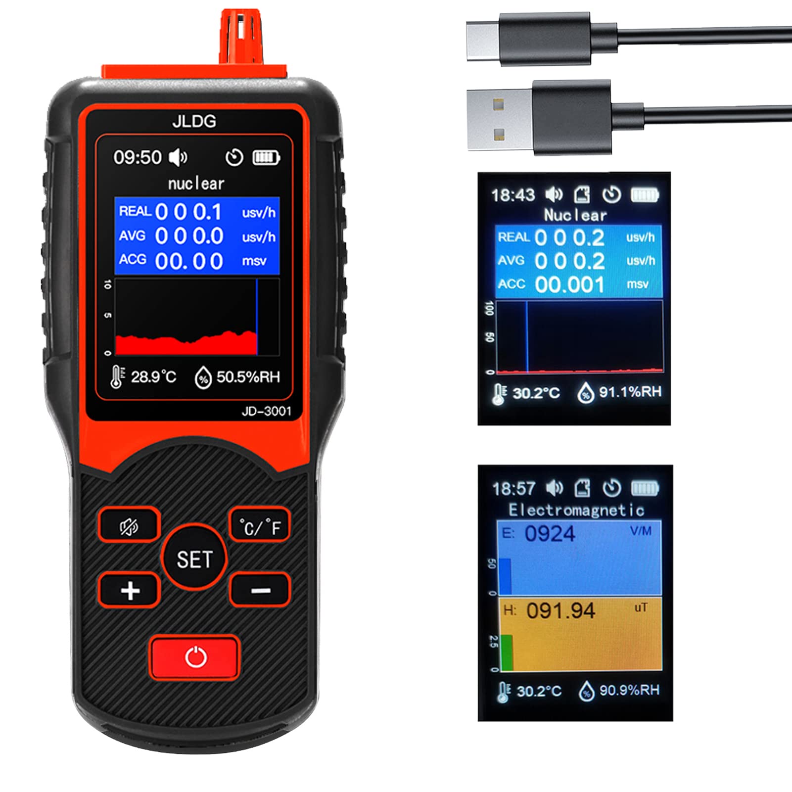 wgzixezn Digital EMF Meter & Geiger Counter - Rechargeable Electromagnetic Field & Nuclear Radiation Detector with LCD Display | Handheld Radiation Dosimeter for Home, Office, Outdoor Safety & Ghost Hunting