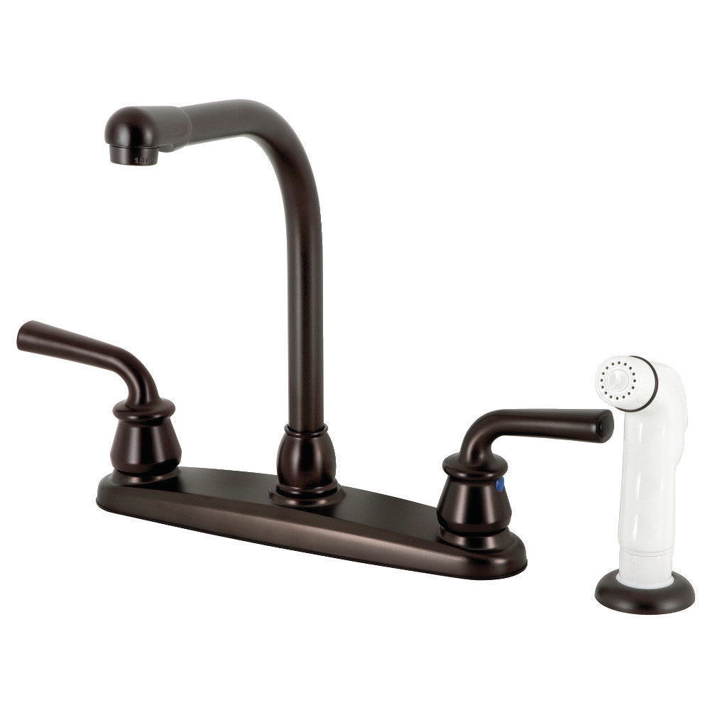 Kingston Brass KB718RXL 8-Inch Centerset Kitchen Faucet with White Sprayer - Vintage Style Pull-Down Sprayer for Farmhouse & Traditional Kitchens (Perfect for Sink Cleaning & Dishwashing)