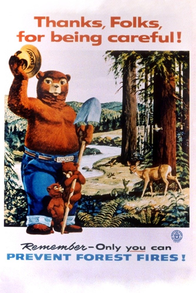 Smokey Bear Vintage Poster - 12x18 Inch Wall Art Decor for Home, Office & Cabin - Retro Forest Fire Prevention Poster - Perfect for Living Room, Bedroom & Man Cave