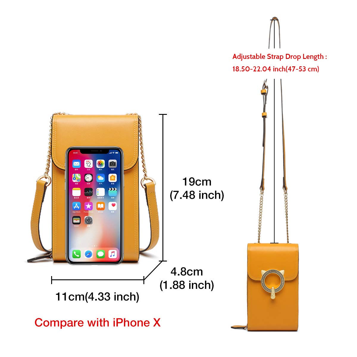 Genuine Leather Crossbody Phone Purse for Women - Stylish Cowhide Leather Crossbody Bag with Phone Pocket - Perfect for Daily Use, Travel & Shopping