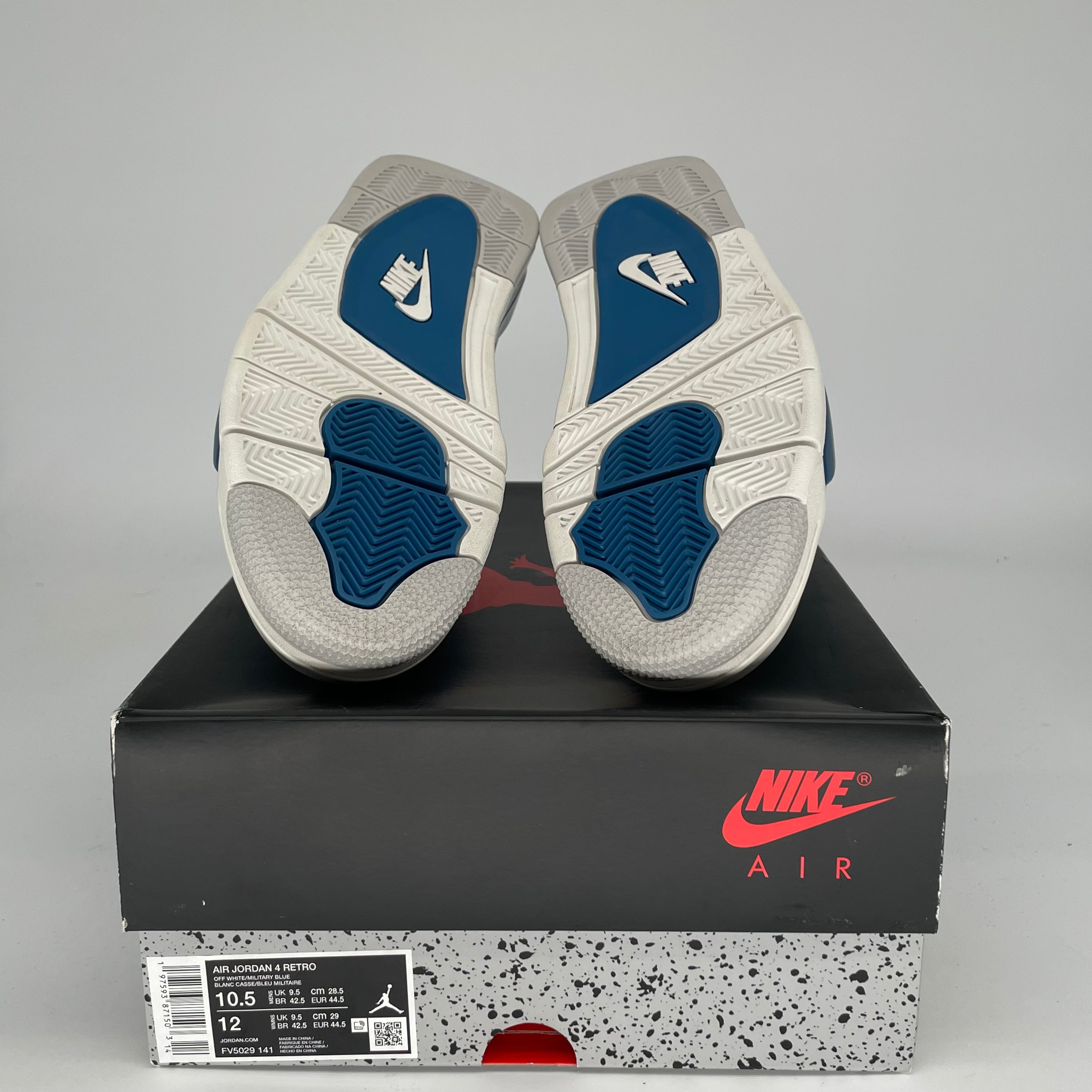 Original Air Jordan 4 Retro 'Military Blue' Men's Basketball Shoes Size 10.5/12W (FV5029-141) - Perfect for Streetwear & Sneaker Collectors
