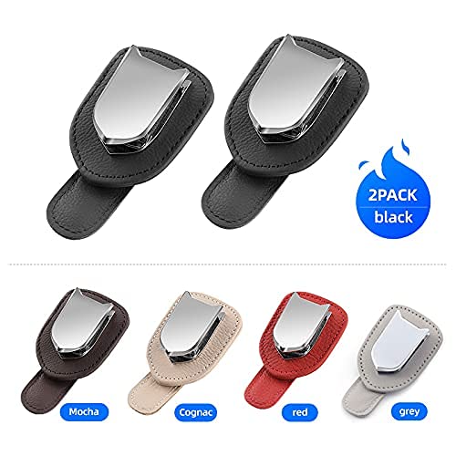 Premium Leather Sunglasses Holder for Car Visor - 2 Pack Black - Universal Fit for BMW & All Vehicles - Perfect for Driving, Road Trips & Outdoor Adventures