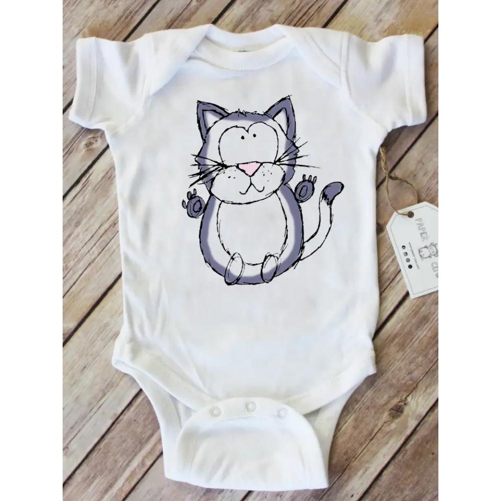 Adorable Callie Cat Baby Bodysuit - Soft Cotton Onesie for Newborns & Infants - Perfect for Playtime, Photo Shoots & Everyday Wear