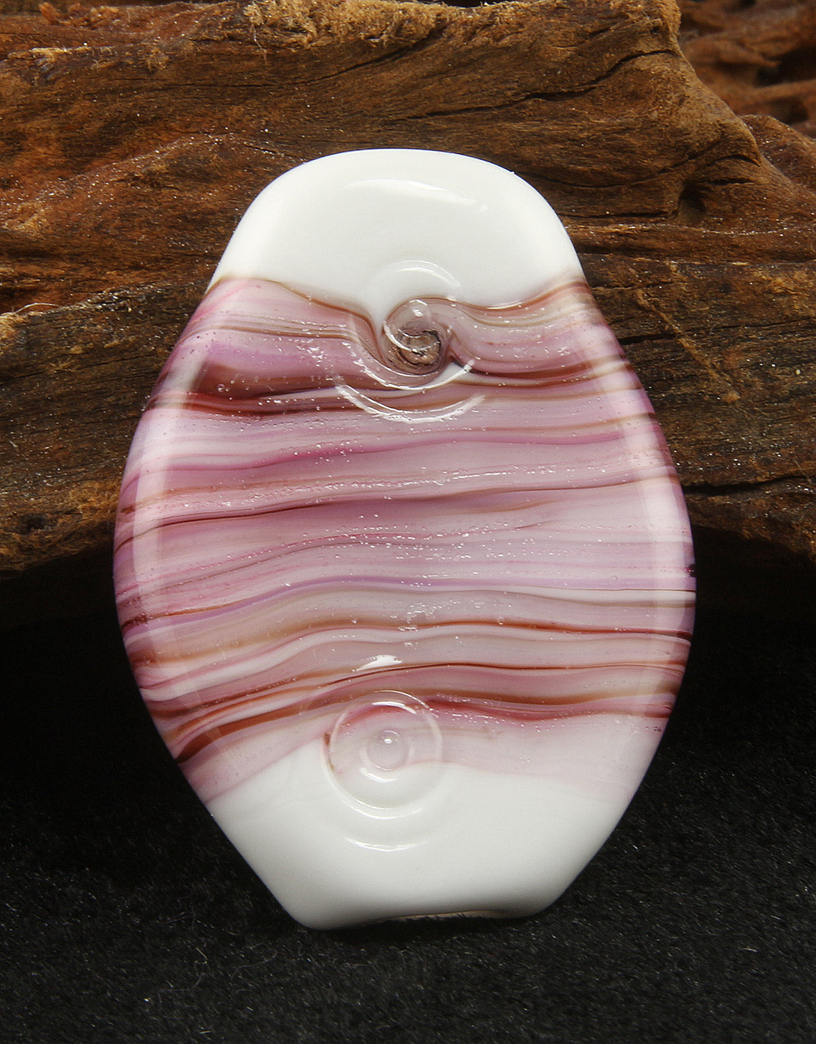 Handmade Pink Striations Lampwork Glass Focal Bead - SRA Certified - Perfect for Jewelry Making, DIY Crafts & Beading Projects