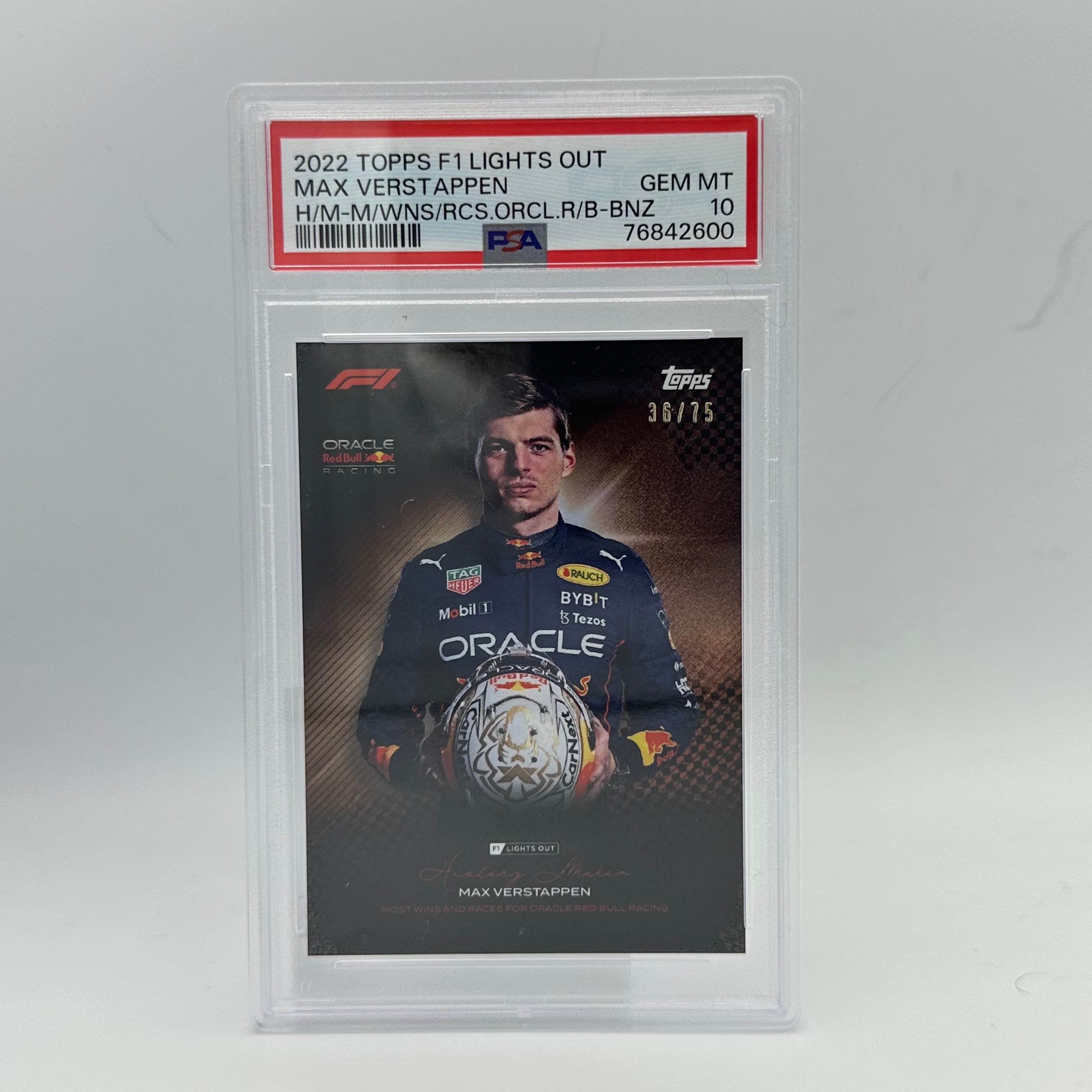 PSA 10 2023 Max Verstappen /75 History Maker Bronze Parallel - Rare Trading Card for F1 Collectors & Motorsport Fans - Perfect for Display, Investment & Racing Memorabilia Collections