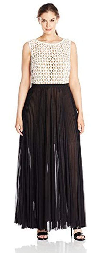 Allen Schwartz Women's Plus Size Sleeveless Lace Bodice Evening Gown - Elegant Formal Dress for Weddings, Galas & Special Occasions