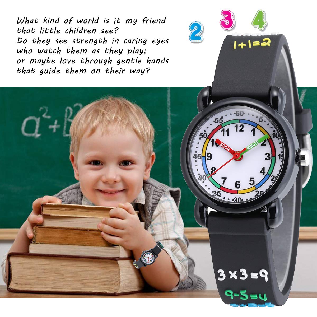 **Jewtme Cute Analog Kids Watch for Toddlers Ages 3-8 - 3D Silicone Cartoon Watch for Boys & Girls - Perfect for Learning Time & School Activities**