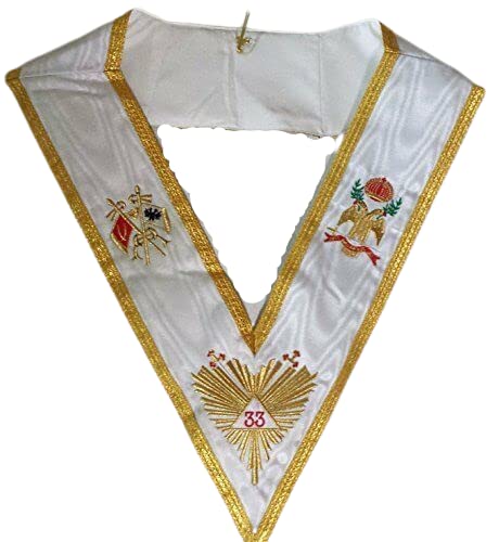 33rd Degree Masonic Regalia - A.A.S.R Rose Croix Apron with Wings Up/Down, Collar & Gauntlets Cuffs - Premium Free Mason 33° Accessories for Rituals & Ceremonies - Perfect for Scottish Rite Events, Lodge Meetings & Masonic Gatherings