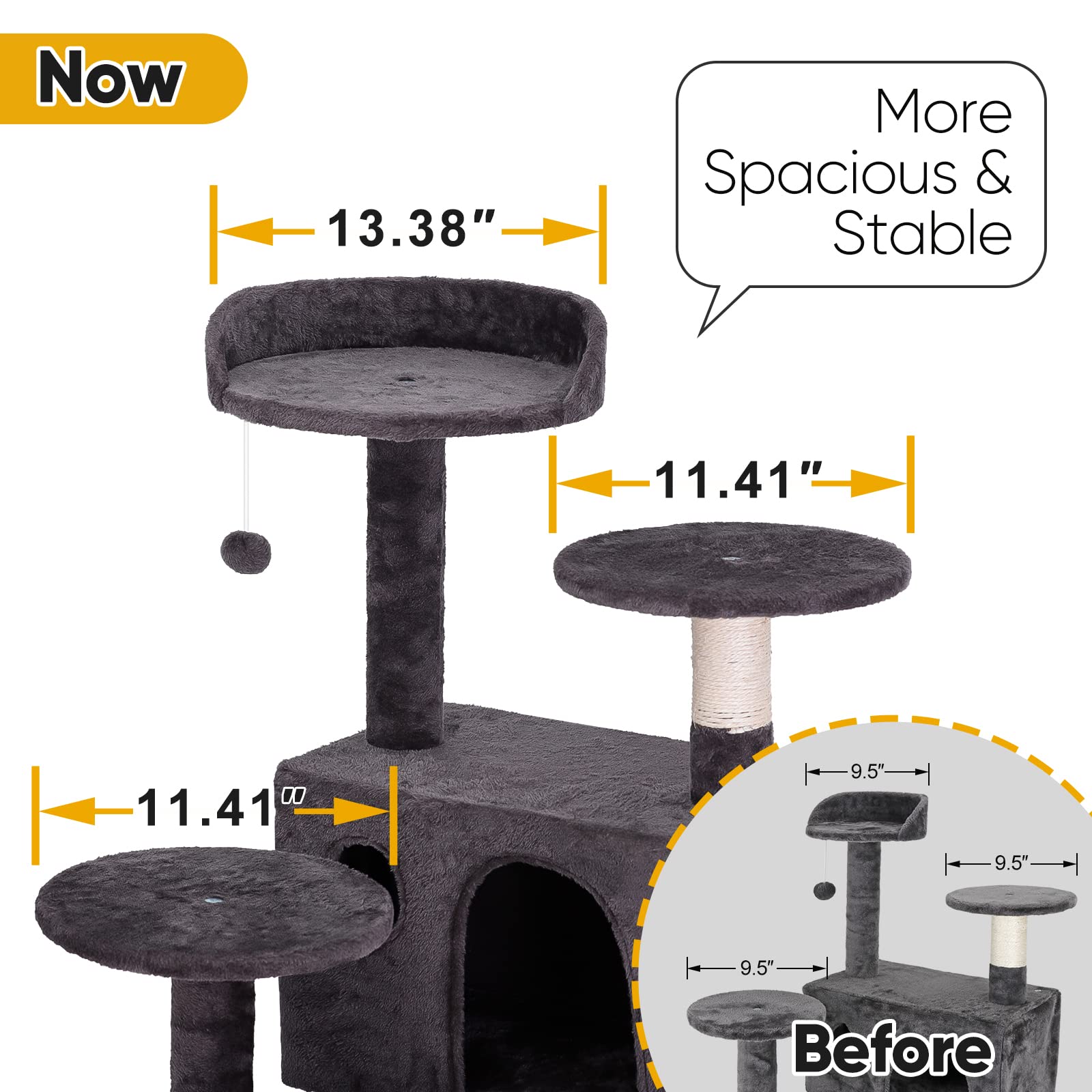 54 Inch Multi-Level Cat Tree Tower for Indoor Cats - Plush Cat Condo with Scratching Posts, Jumping Platforms & Activity Center - Perfect for Play, Exercise and Relaxation in Home or Office