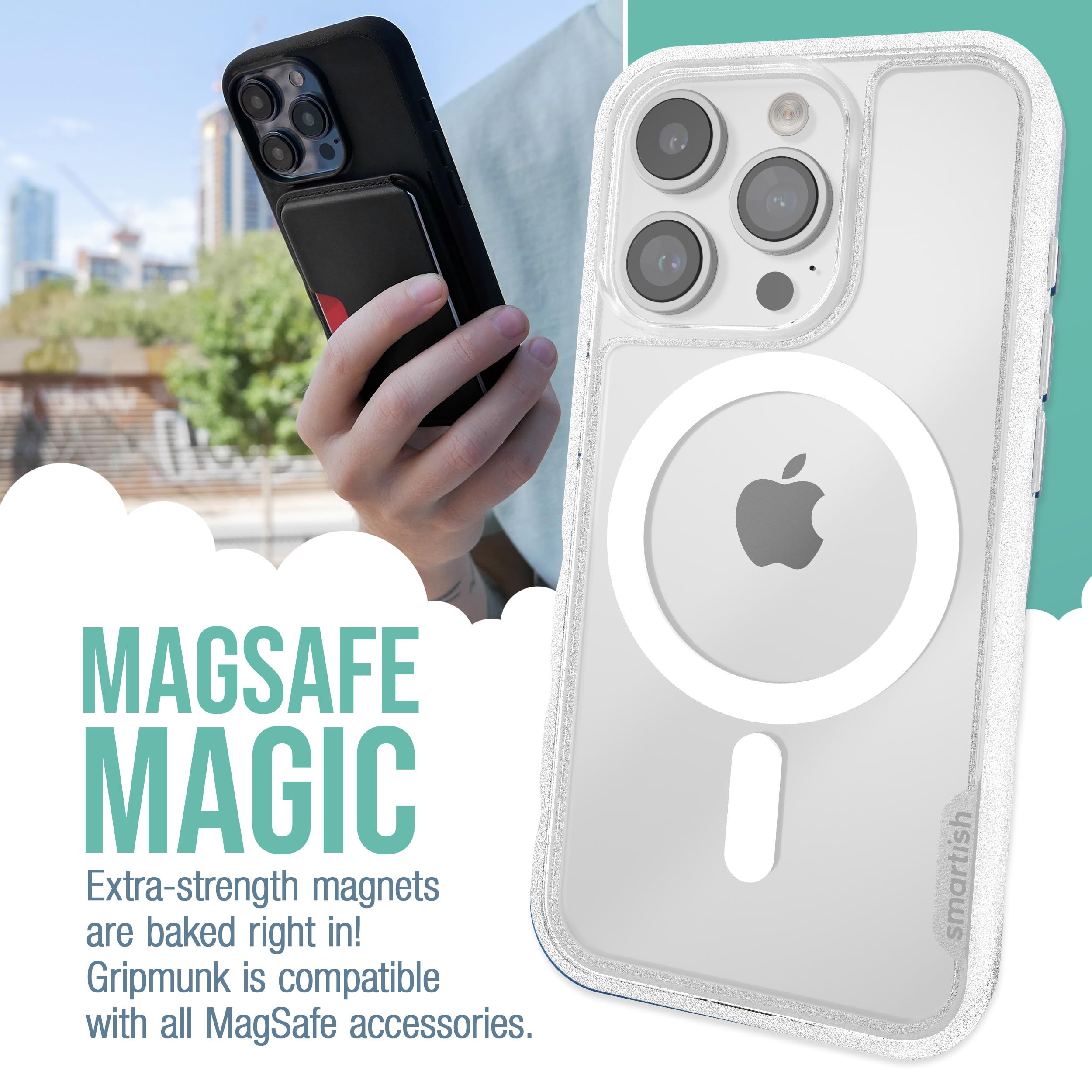 Smartish iPhone 15 Pro Magnetic Case - Slim Protective Cover with MagSafe Compatibility | Lightweight Grip Design for Apple iPhone 15 Pro | Perfect for Everyday Use, Work & Travel (Clearly Clear)