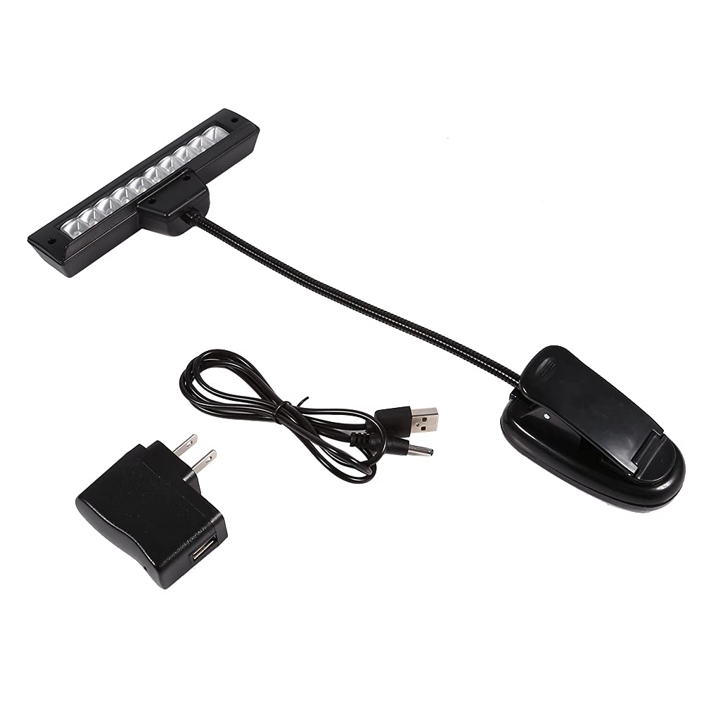 Xirfuni LED Desk Lamp with Clamp, Adjustable Clip-on Light for Pianos, Music Stands, Bedroom & Home Office - 10 Brightness Levels, USB & AC 110V-220V Power Supply - Perfect for Reading, Studying & Nighttime Use