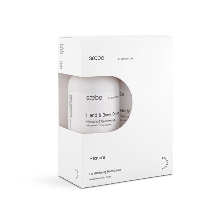 DESIGNSTUFF Saebe Restore Box - Hand Wash & Hand Cream Set for Dry Skin Care - Perfect for Bathroom, Spa, and Gift Giving