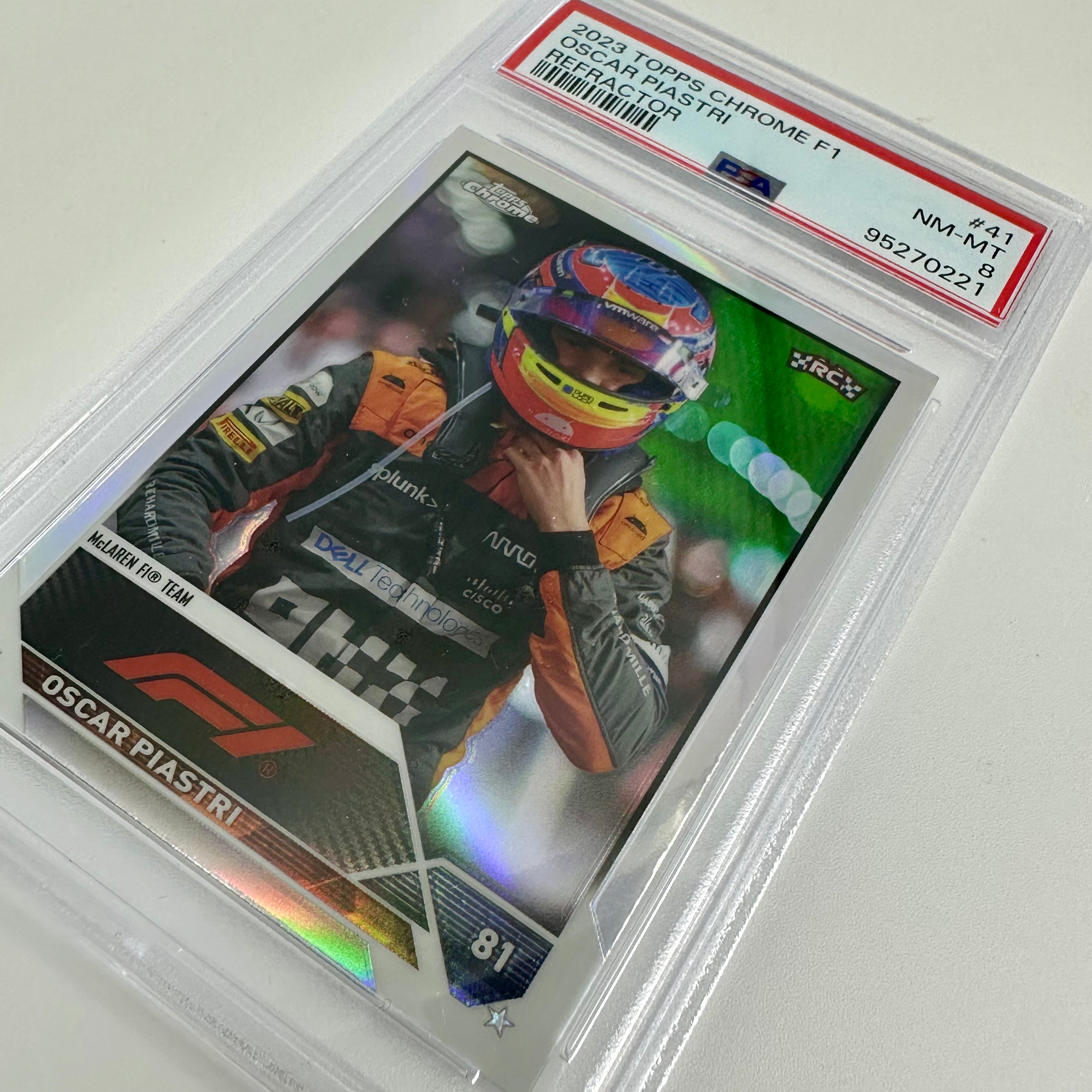 2023 Topps Chrome Oscar Piastri #41 PSA 8 Refractor Rookie Card - Perfect for Collectors, Sports Memorabilia Display, and Investment