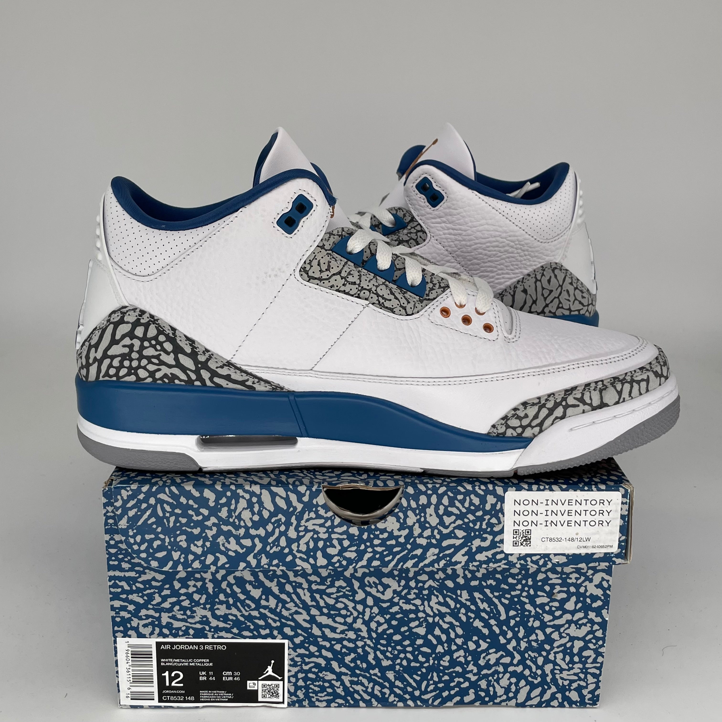 Original Air Jordan 3 Retro 'Wizards' Men's Basketball Shoes Size 12 - CT8532-148 | Authentic Nike Sneakers for Sports, Streetwear & Collectors