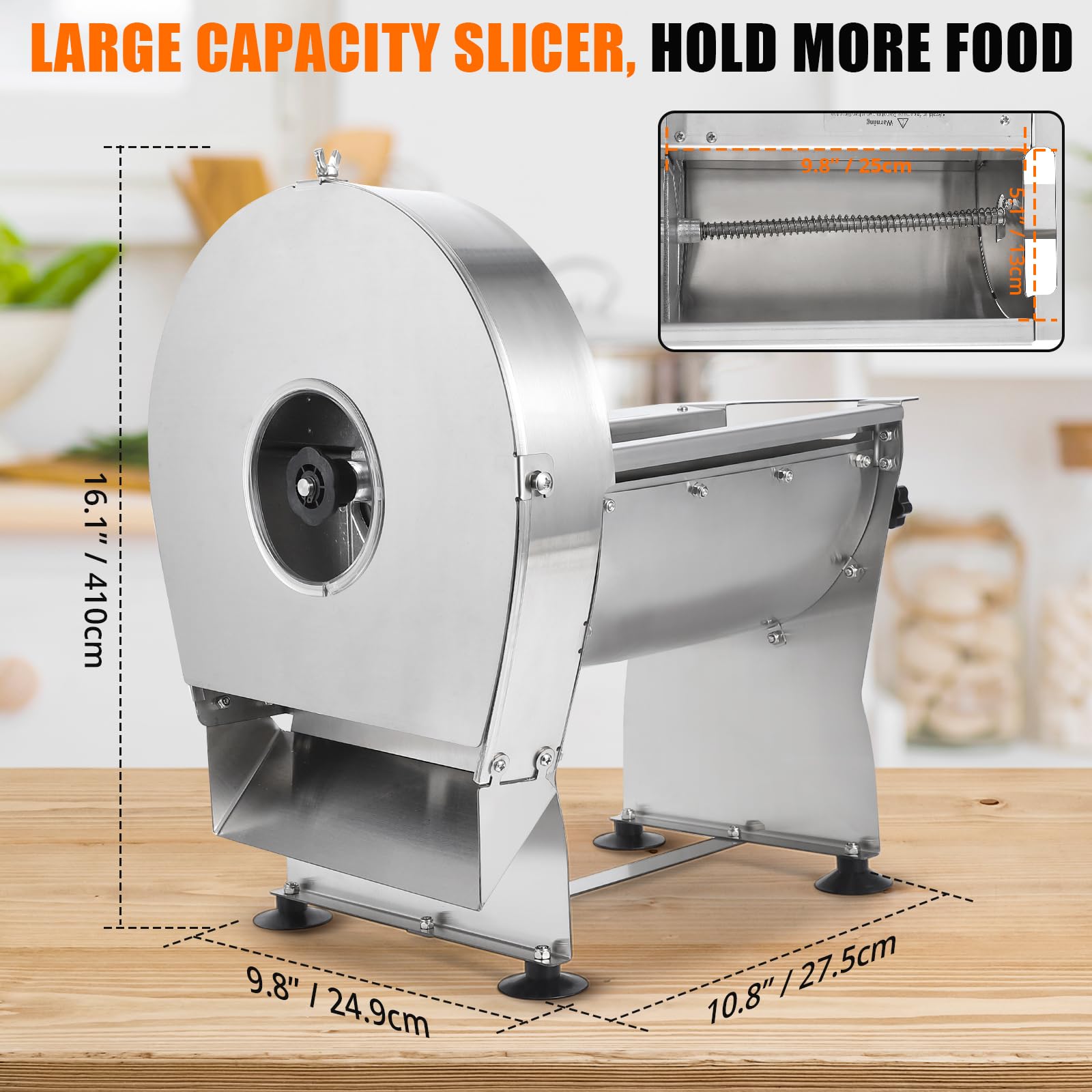 Electric Commercial Vegetable & Fruit Slicer - Adjustable 0.2-10mm Stainless Steel Food Cutter for Onion, Potato, Cabbage, Tomato, Lemon - Perfect for Restaurants, Catering & Home Kitchen Prep