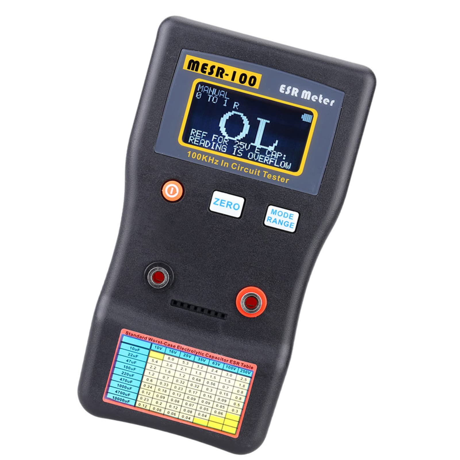 MESR-100 Professional ESR Capacitor Tester - Digital Ohm Meter for Measuring Internal Resistance & Capacitance - SMD Test Clip Included - Perfect for Electronics Repair, Circuit Testing & DIY Projects