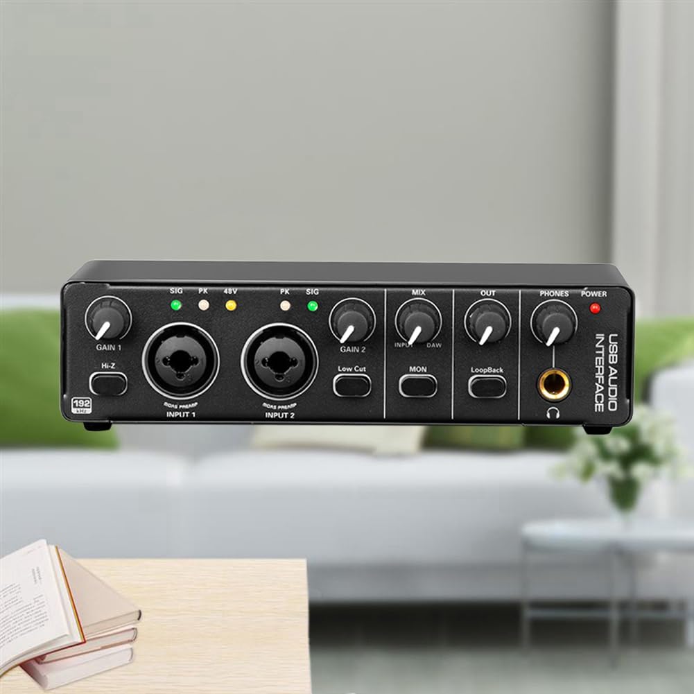 Casstad 4 Channel USB Audio Interface - Plug & Play Driver-Free Sound Card with Recording Function for Singing, Podcasting & Music Production - Perfect for Home Studio & Live Performances