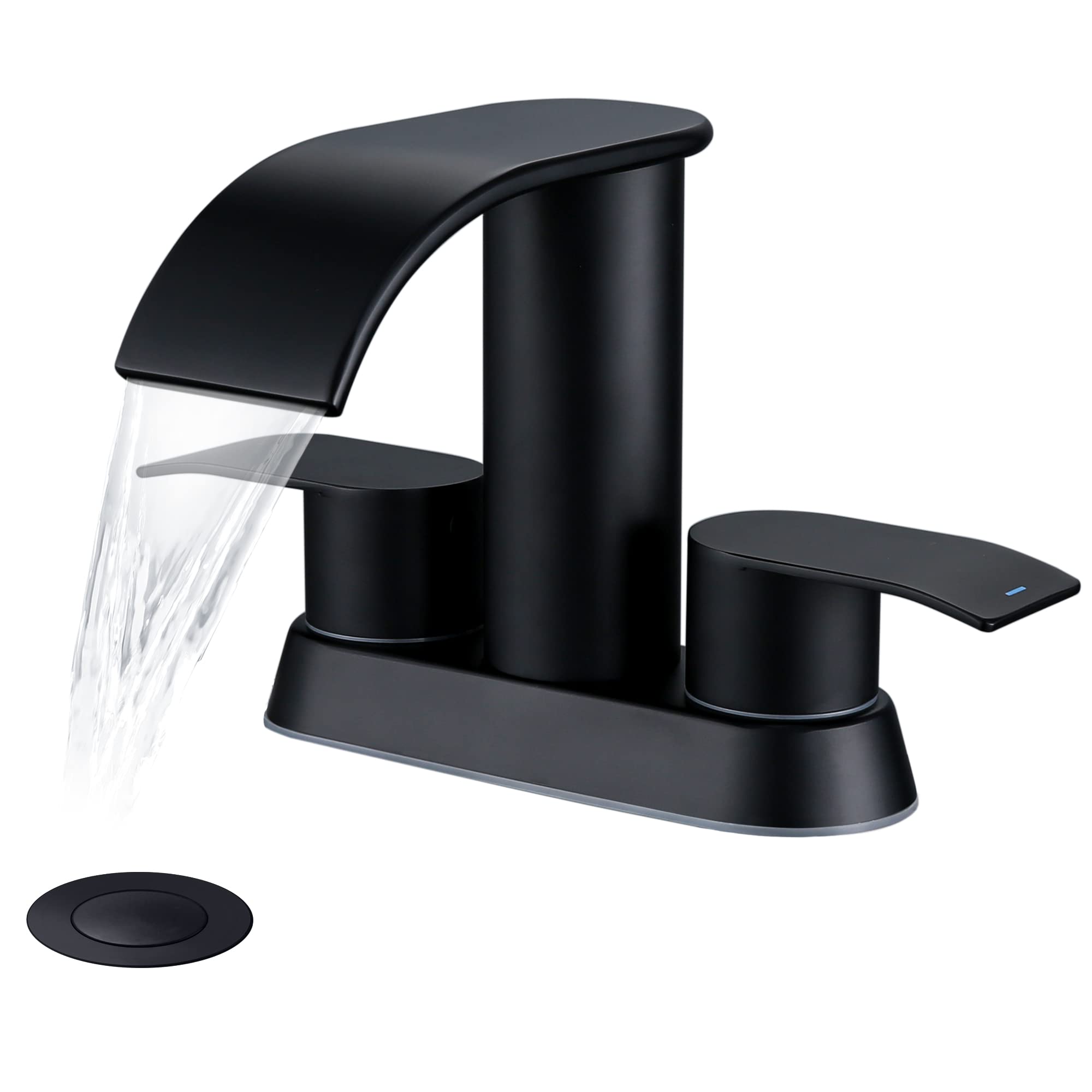 Matte Black Unicorn Bathroom Faucet with Drain Stopper - for Vanity & Basin Sink