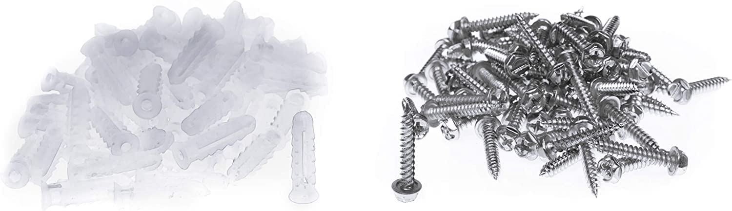 THE CIMPLE CO Ribbed Plastic Conical Anchors and Screws Kit - 10 Screws & 10 Anchors for Concrete, Stucco, Brick, Drywall - Heavy Duty Fasteners for Home Improvement, Shelving & Wall Mounting
