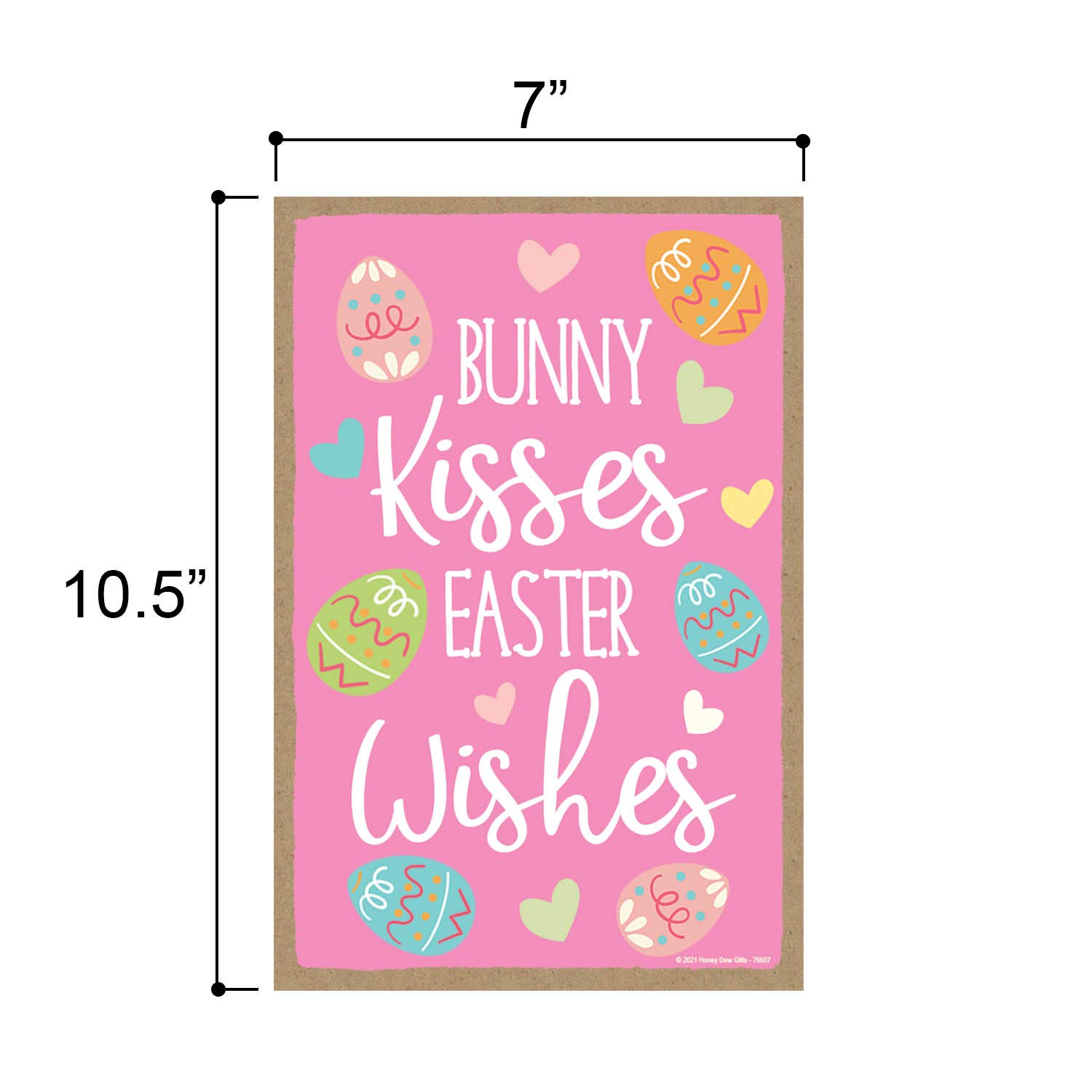 Easter Bunny Wood Door Sign - 7x10.5 Inch Spring Rabbit Decor for Home, Easter Party & Gifts - Honey Dew Gifts, Bunny Kisses Easter Wishes (76607)