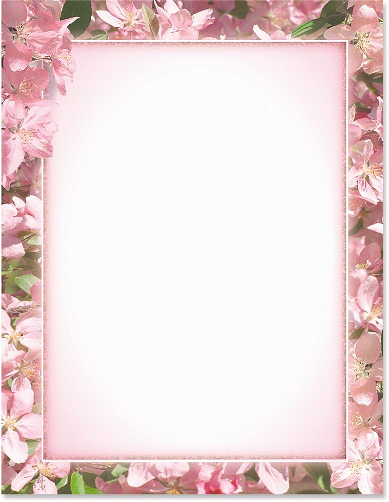 Premium Apple Blossom Floral Stationery Paper - 8.5 x 11 Elegant Border Letterhead for Spring (25 Sheets) | Decorative Writing & Printer Paper for Wedding Invitations, Thank You Cards & Office Correspondence
