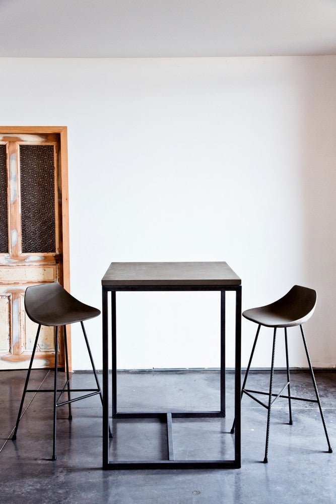 Hauteville 770 Barstool by Lyon Beton - Modern Concrete Bar Stool for Kitchen Island, Home Bar & Dining Room - Industrial Style Counter Height Stool with Metal Base