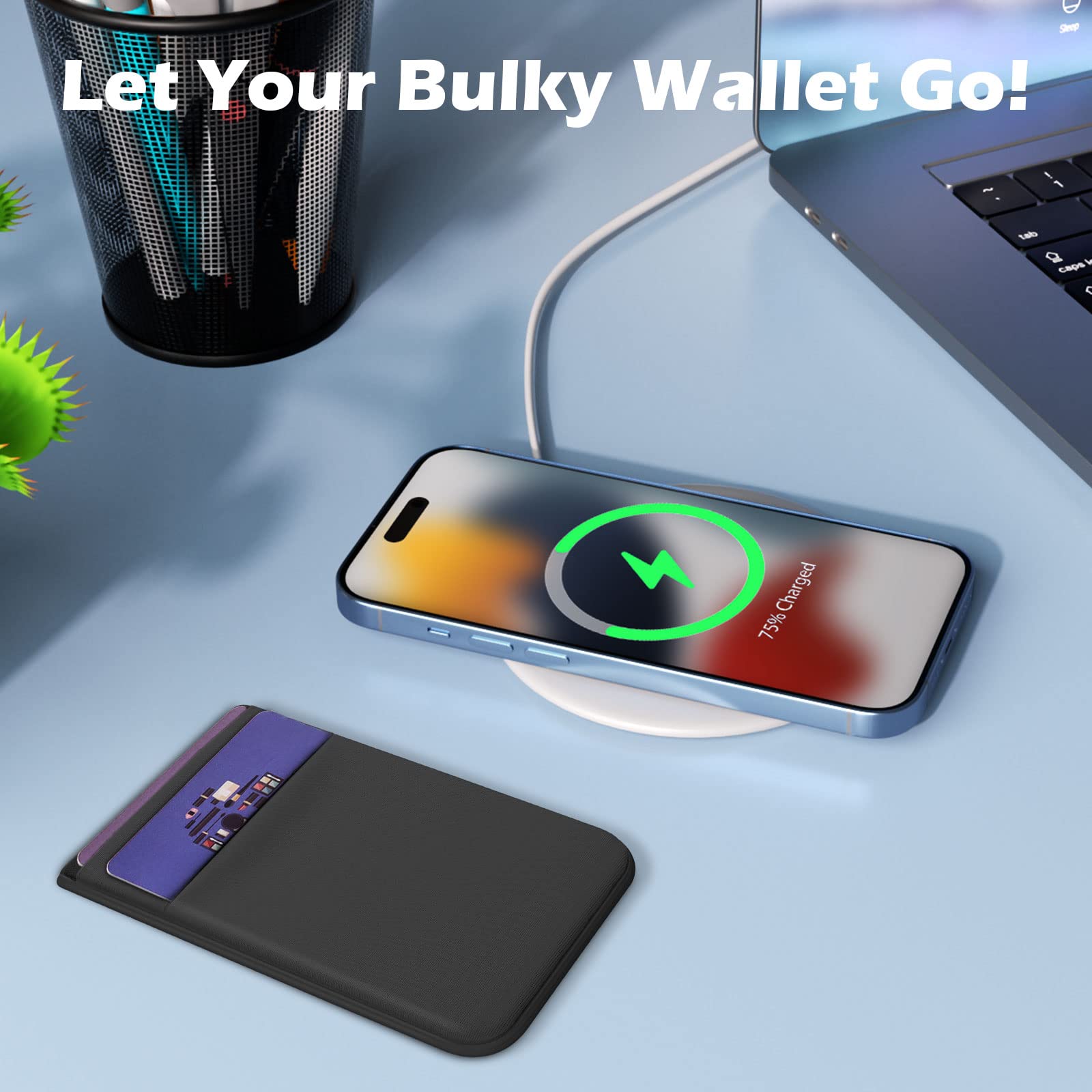 iMLuckies Magnetic Wallet for iPhone MagSafe - Slim RFID Blocking Card Holder with Strong Magnet for iPhone 16/15/14/13/12 Series (Black) | Perfect for Everyday Carry, Travel & Contactless Payments