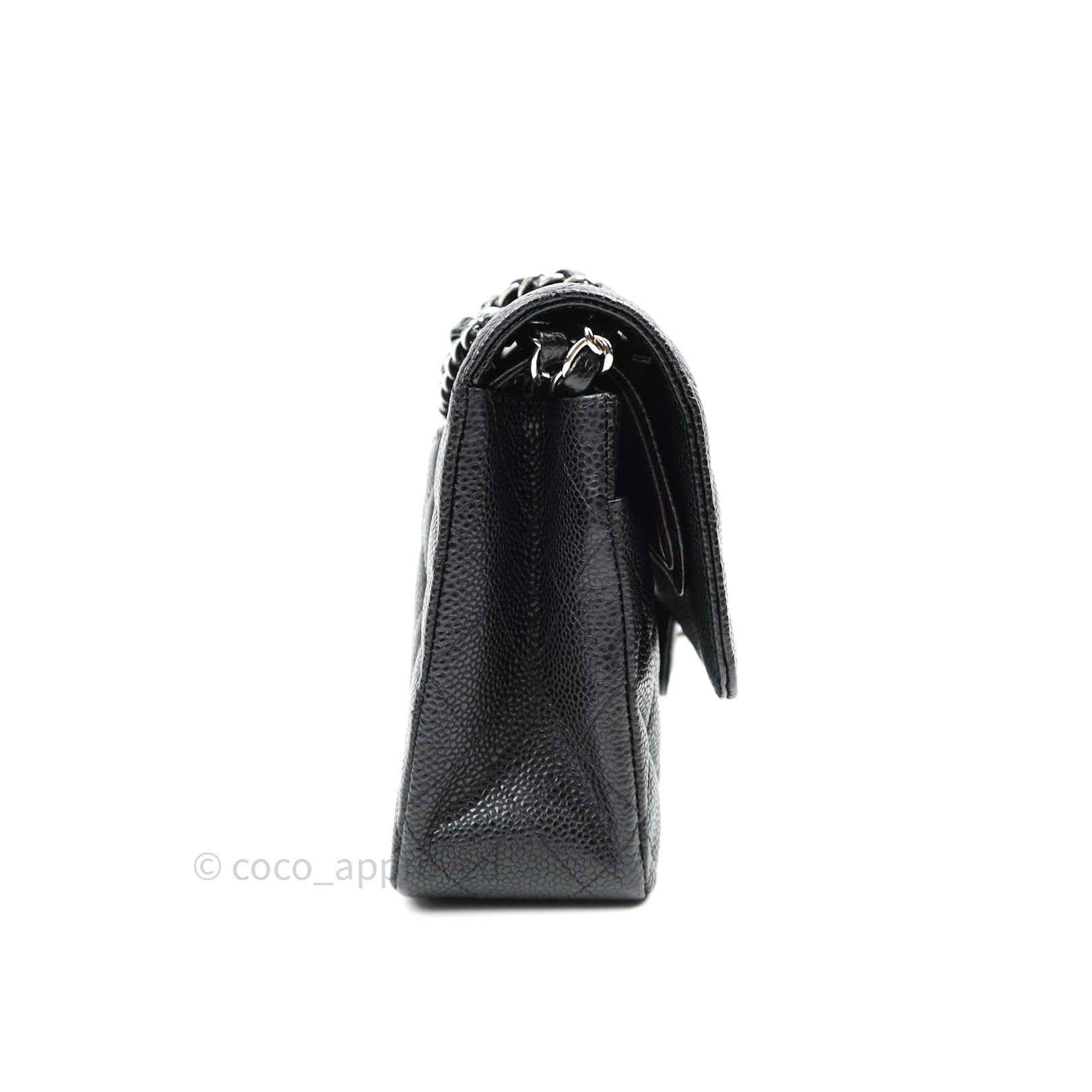 Chanel Classic Medium/Large Double Flap Bag Black Caviar Leather with Silver Hardware - Luxury Handbag for Women, Perfect for Work, Evening Events & Special Occasions
