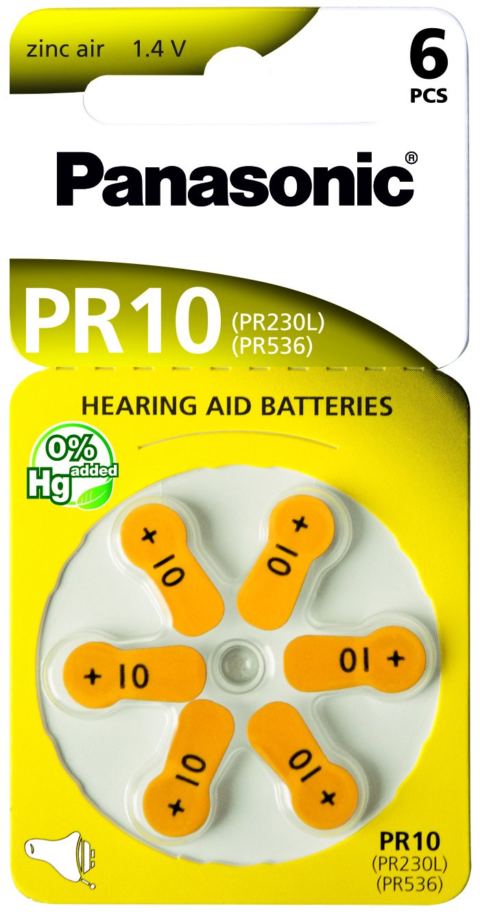 Panasonic PR10 Zinc Air Hearing Aid Batteries - 6 Pack | Long-Lasting Power for Hearing Devices | Perfect for Travel, Daily Use & Outdoor Activities