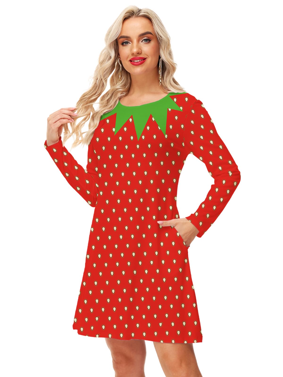 Deerose Women's Sleeveless Watermelon Print Summer Dress with Pockets - Cute Funny Fruit Outfit for Beach, Vacation & Casual Wear