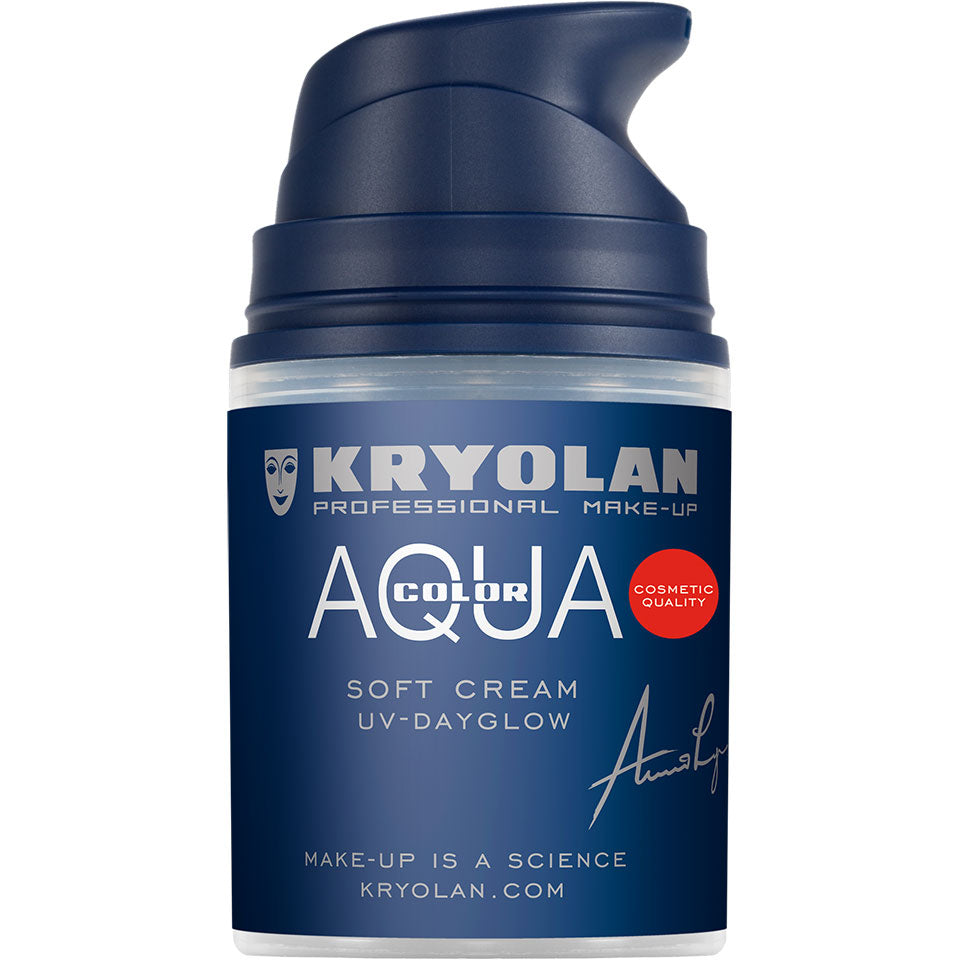 Kryolan Aquacolor Soft Cream UV Dayglow Body Paint - Waterproof, Hypoallergenic Face & Body Makeup for Halloween, Cosplay, Festivals & UV Parties (6 Assorted Colors)