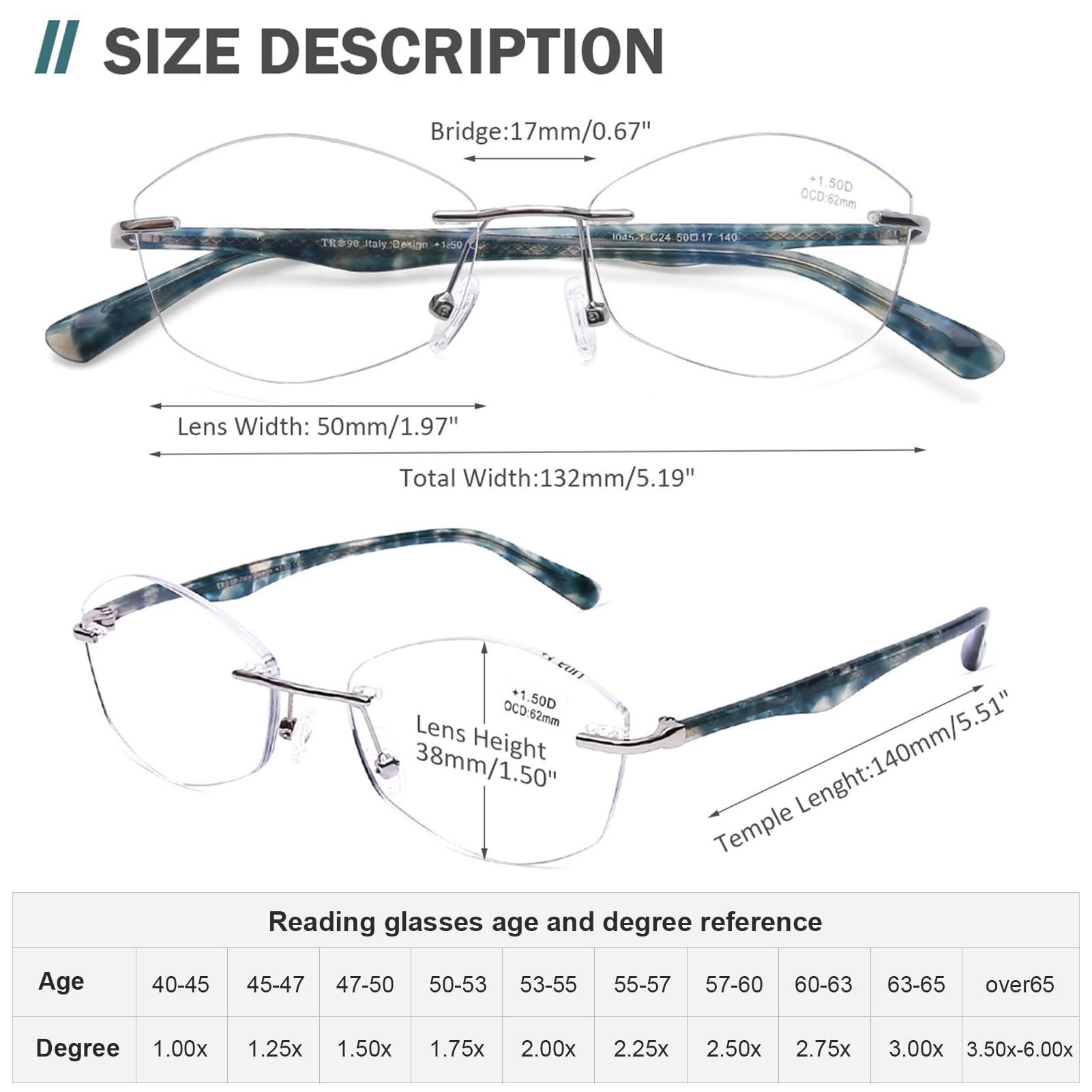 AQWANO Rimless Blue Light Blocking Reading Glasses for Women - UV400 Protection, Clear Lens & Stylish Frame - Perfect for Computer Work, Reading & Screen Time