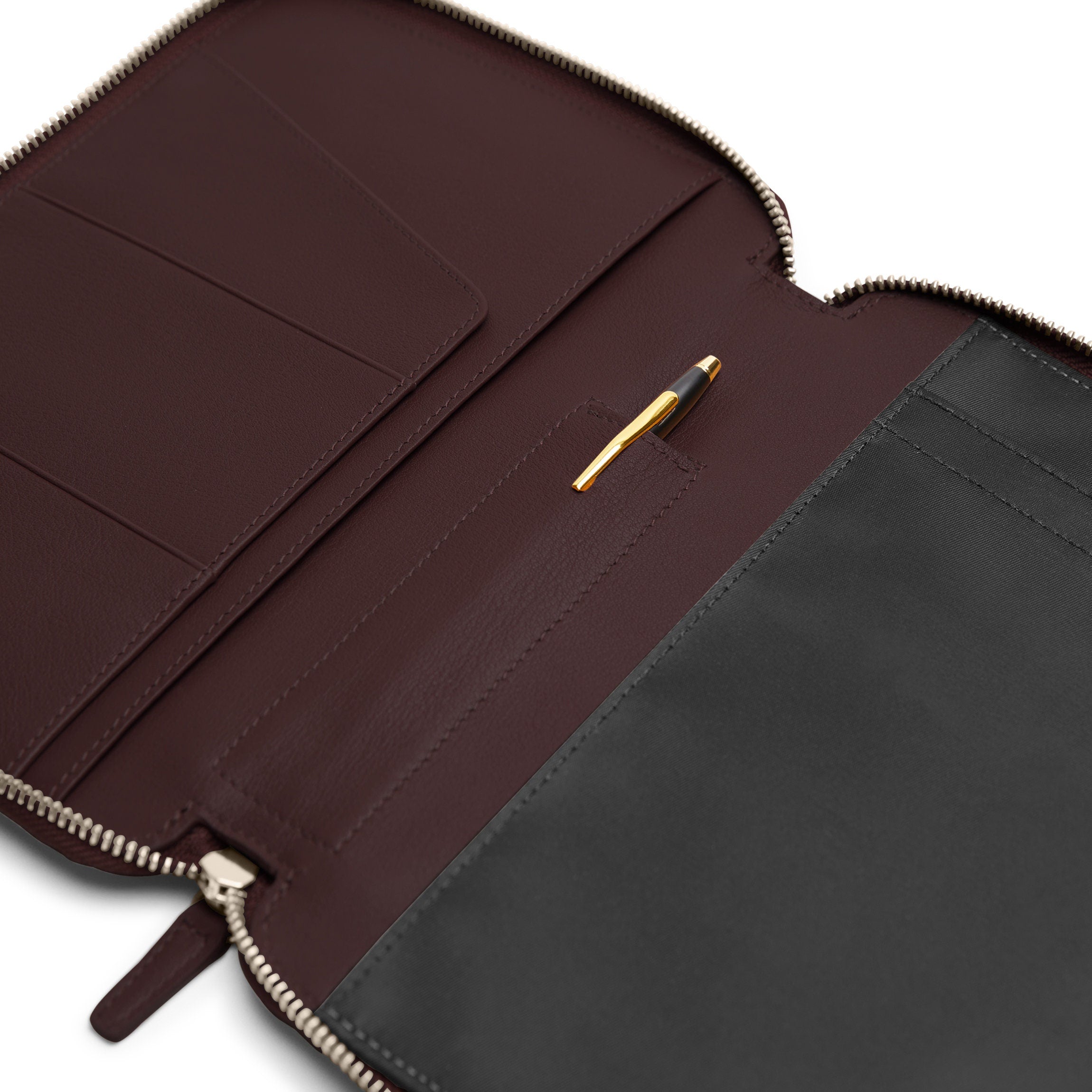A5 Junior Zippered Padfolio - Professional Brown Leather Portfolio with Notepad Holder for Students & Business Meetings | Perfect for School, Office & Presentations