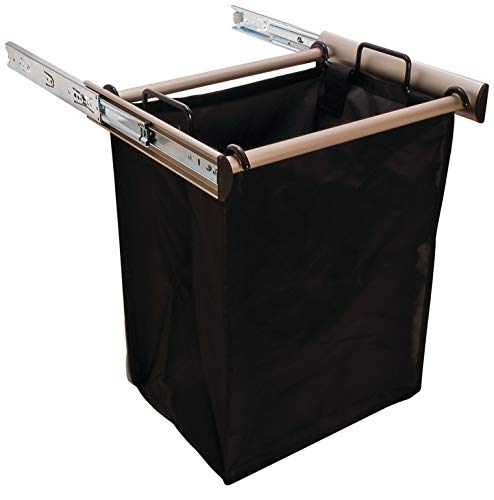 Premium Full Extension Pullout Laundry Hamper with Removable Bag - Matt Nickel Finish by TAG Hardware | Space-Saving Closet Organizer for Bedroom, Bathroom & Laundry Room