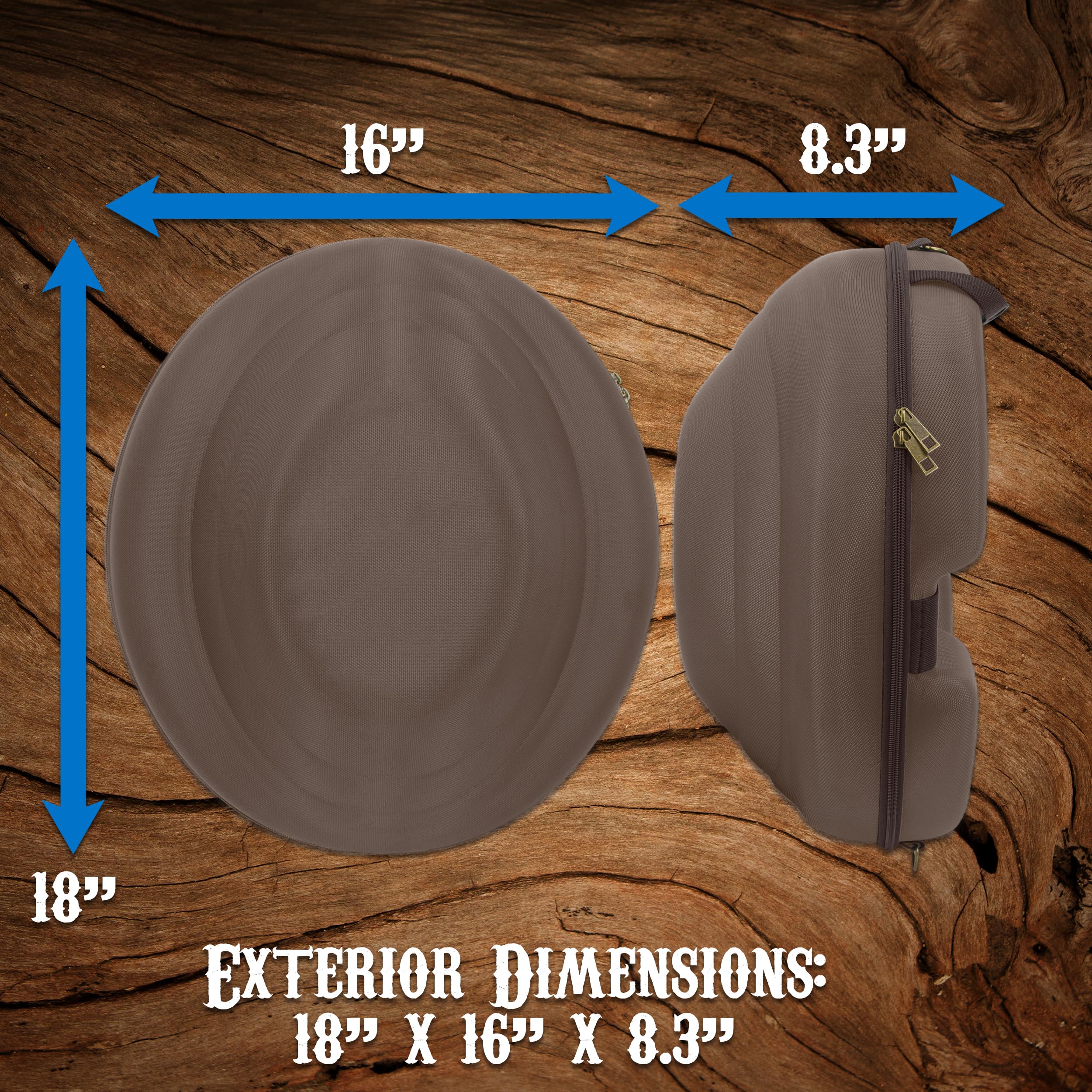 CASEMATIX Cowboy Hat Box - Hard Shell Portable Storage Case for Brims Up to 4.75