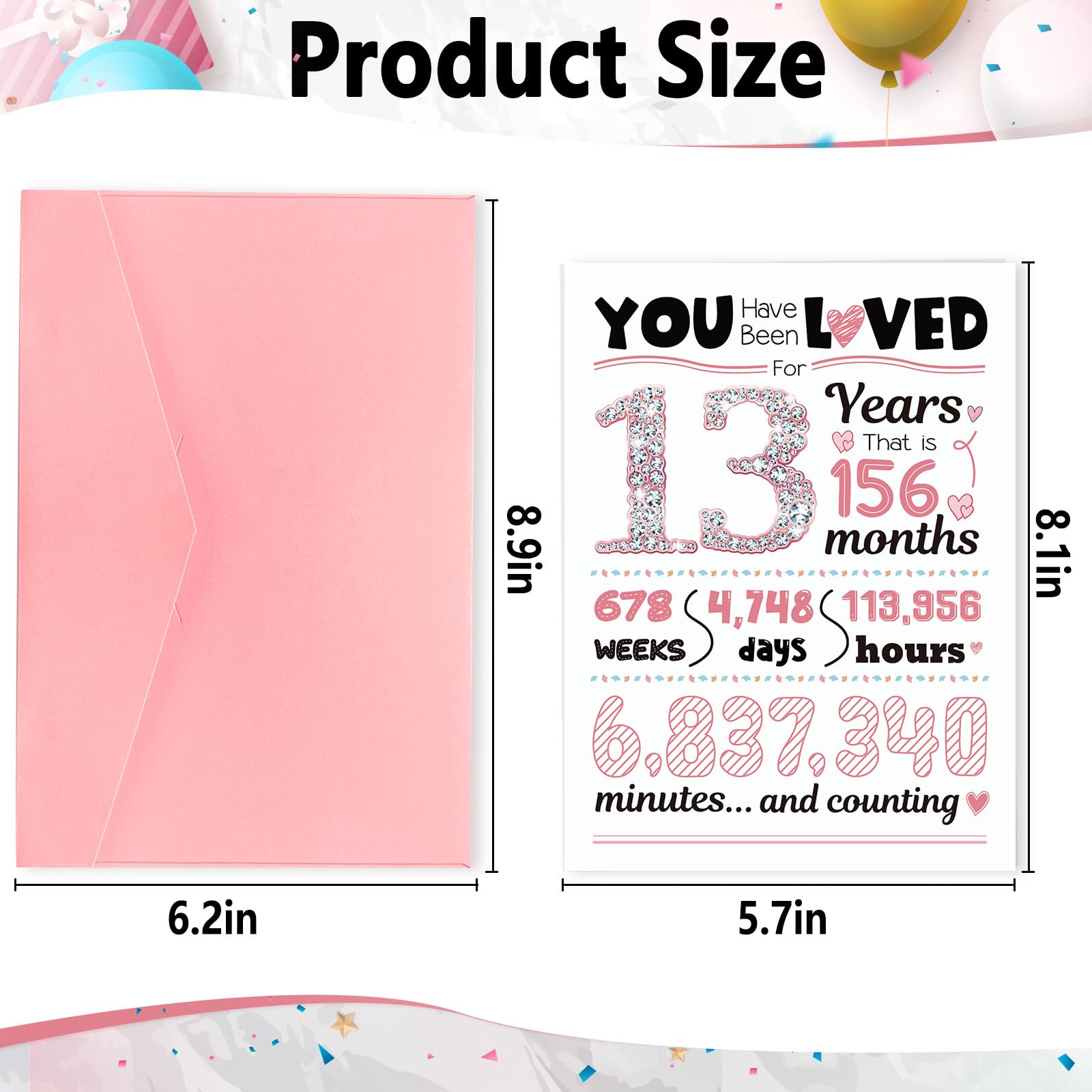 13th Birthday Card for Girls - Funny & Cute 13 Year Old Birthday Gifts for Daughter, Niece, or Friend | Perfect for Sweet 13 Party Decorations, Greeting Cards & Celebrations