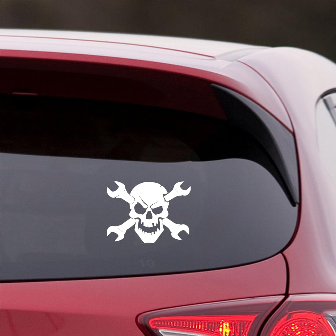 Premium Skull Mechanic Wrench Vinyl Decal Stickers (Set of 2) - Waterproof Durable Stickers for Laptop, Phone, Helmet, Car Window, Bumper, Mug, Cup, Door & Wall Decoration - Perfect for DIY Projects, Personalizing Gifts & Adding Style to Your Belongings