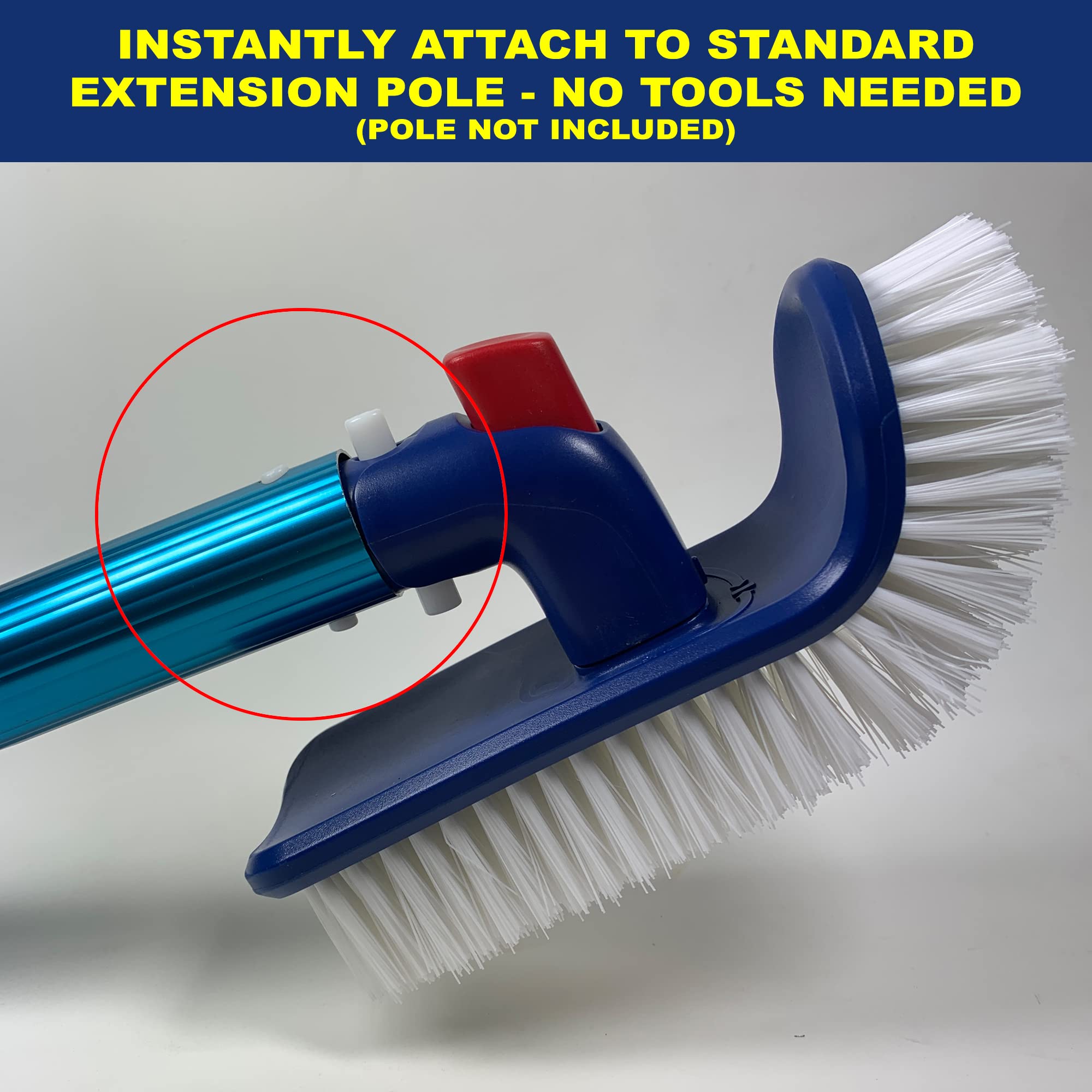 Rotatable Pool Brush with Premium Nylon Bristles - Heavy Duty Pool Wall Cleaner for Inground Pools, Spas, Bathrooms & Kitchen Floors | Extendable Handle Attachment for Easy Cleaning | Perfect for Weekly Pool Maintenance & Tile Scrubbing