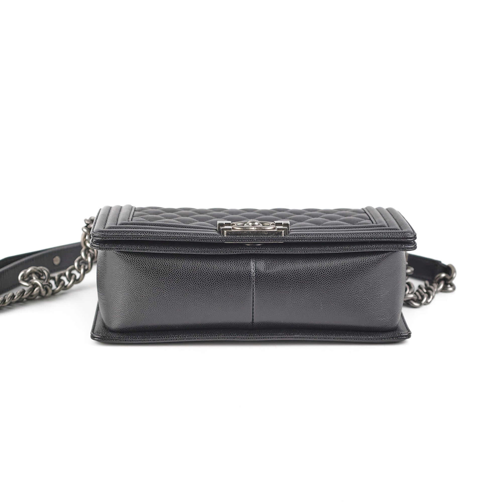 Chanel Old Medium Caviar Boy Bag Black with Microchip - Luxury Crossbody Bag for Women, Perfect for Date Night & Evening Events